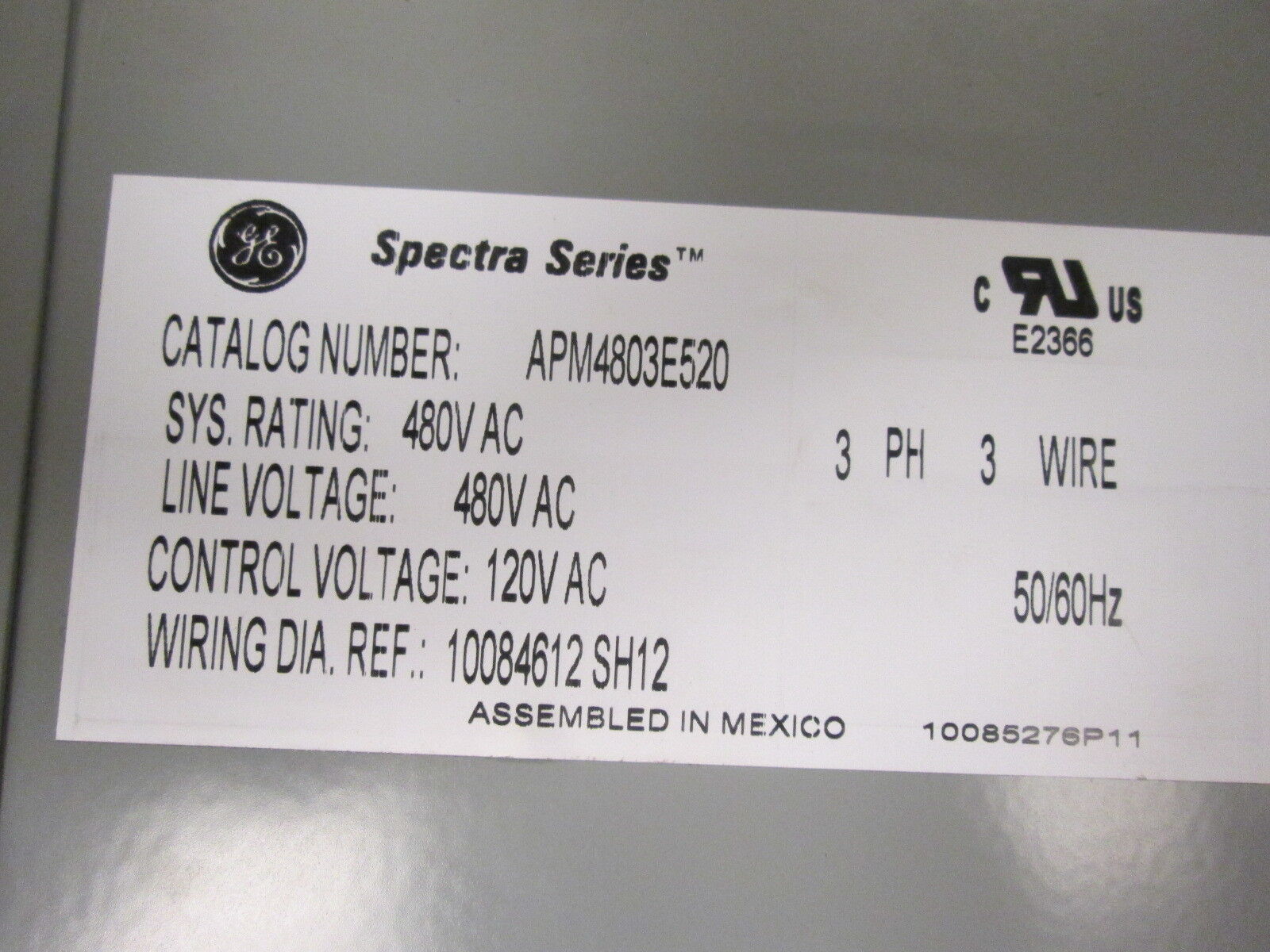 GE Spectra Series Power Meter w/ Disconnect APM4803E520 480V 50/60Hz 3Ph 3W Used