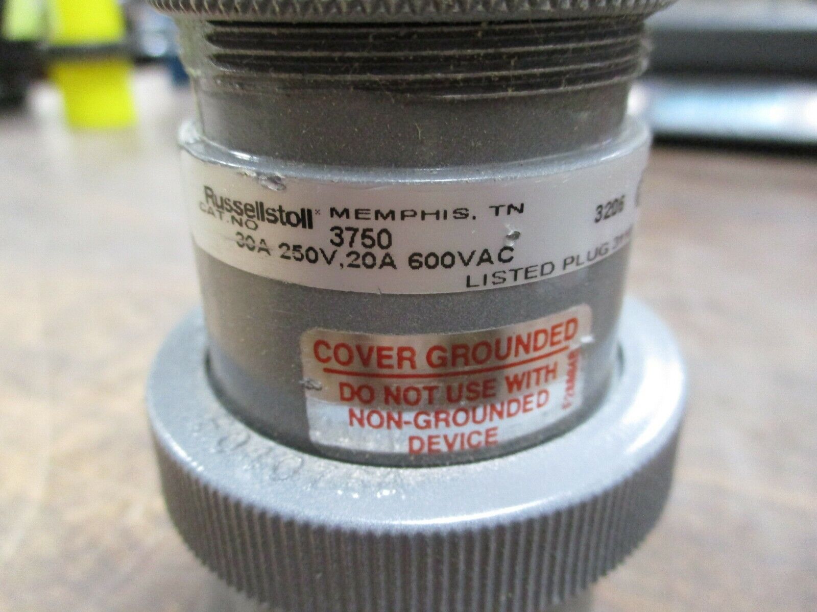 Russellstoll Plug 3750 30A@250V 20A@600V *Wire End* Used