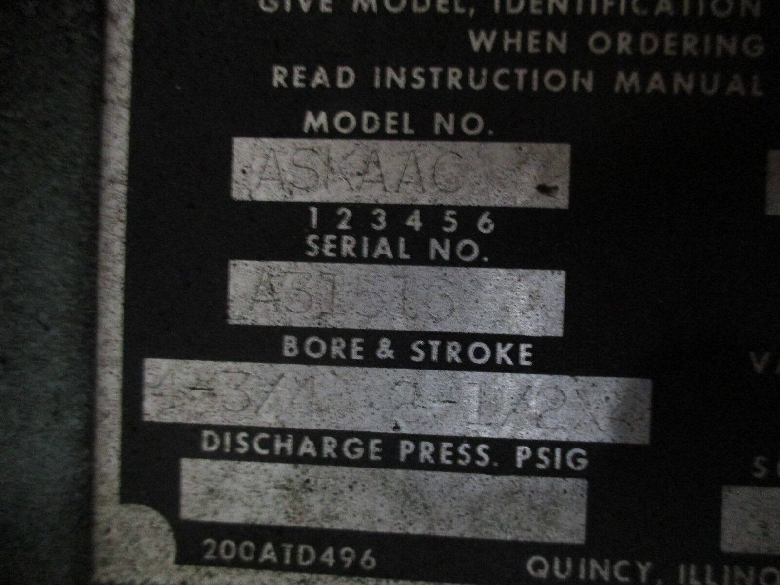 Cooper Industries Compressor ASKAAC 7.5HP 80 W.C. Tank Used