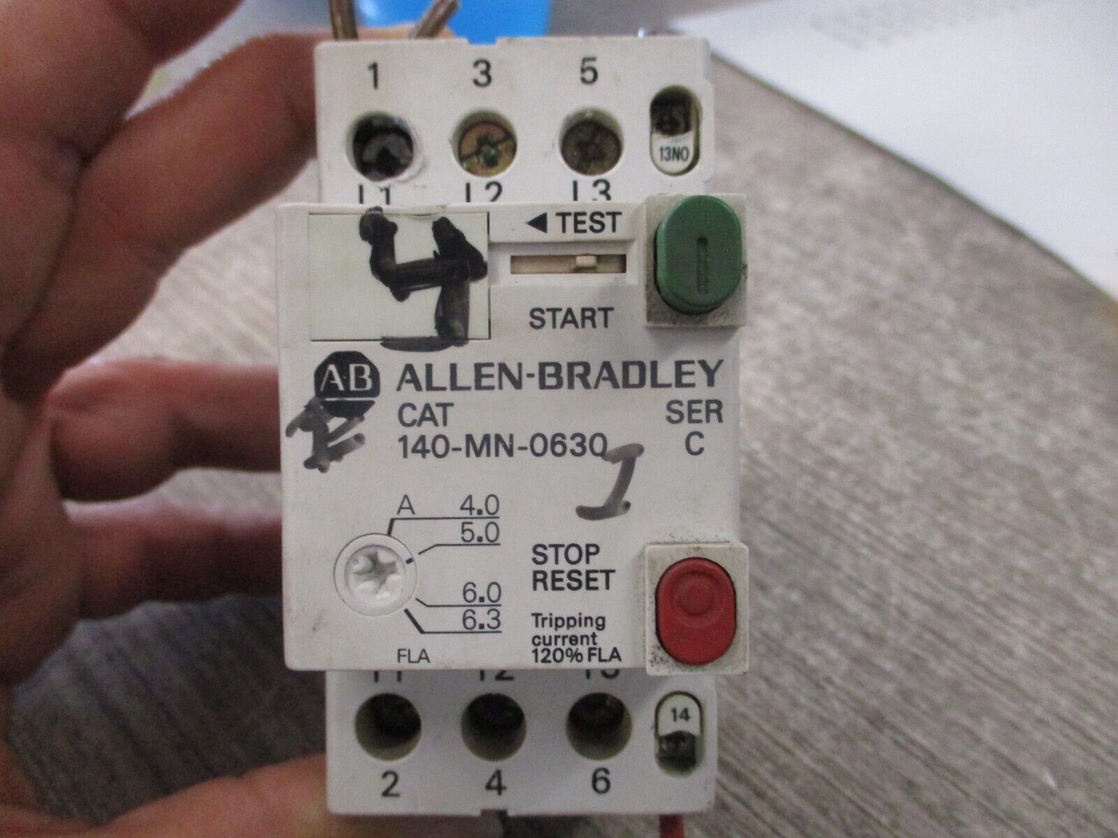 Allen-Bradley Manual Starter 140-MN-0630 Ser. C Trip: 4.0-6.3A Used