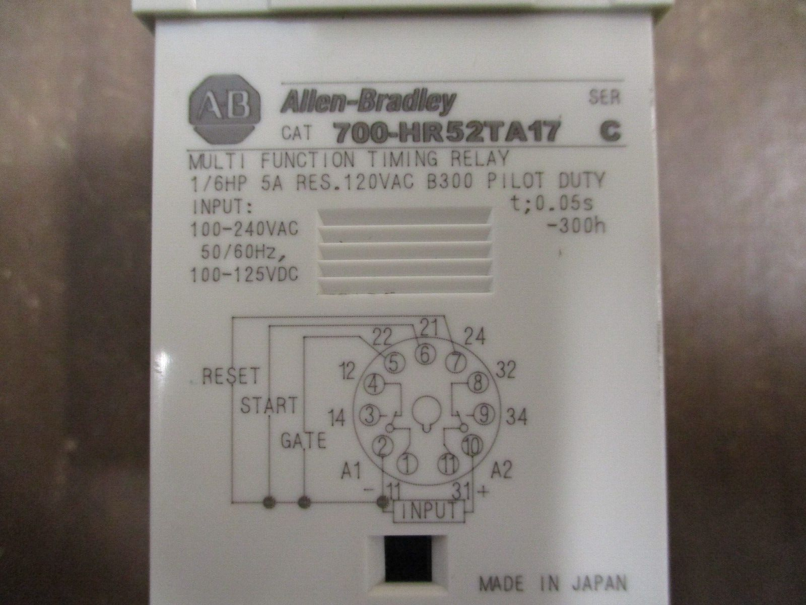 Allen-Bradley Multifunction Timing Relay 700-HR52TA17 Range: 0.05 Sec-300 Hr