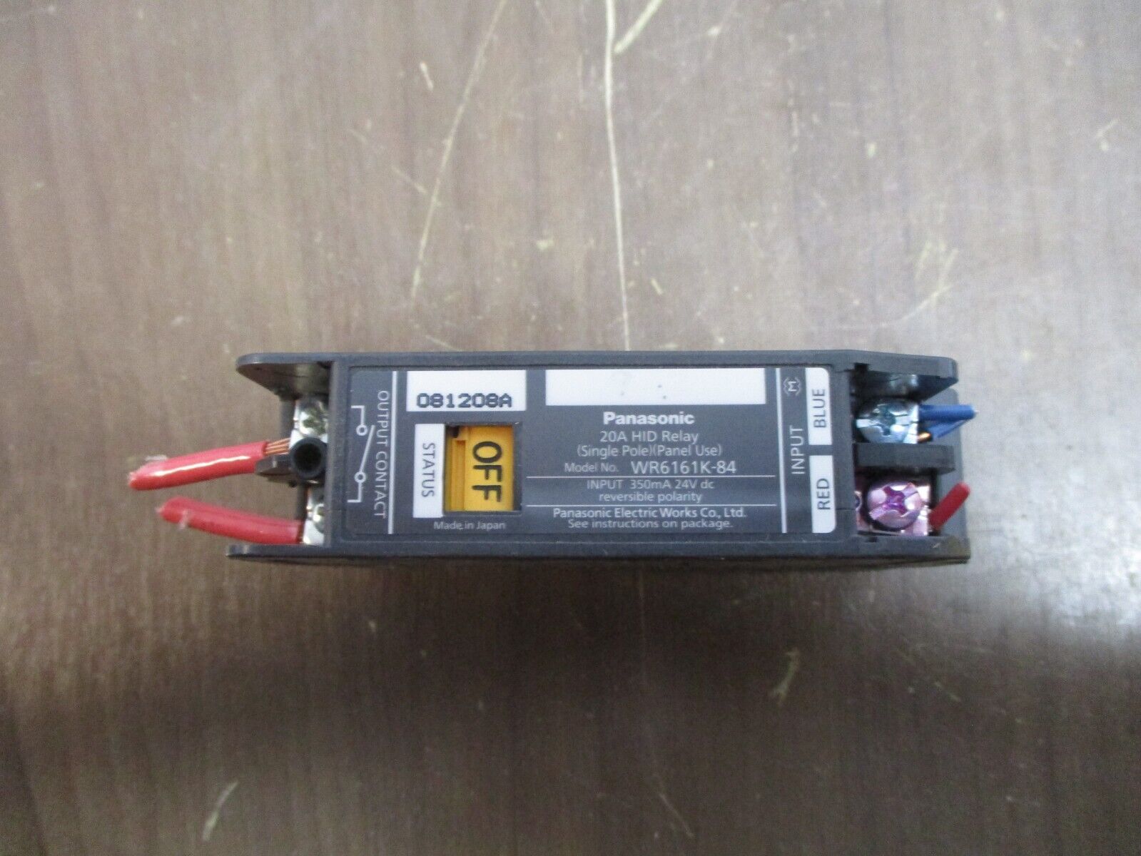 Panasonic HID Relay WR6161K-84 20A Single Pole Panel Use Input: 350mA 24VDC Used