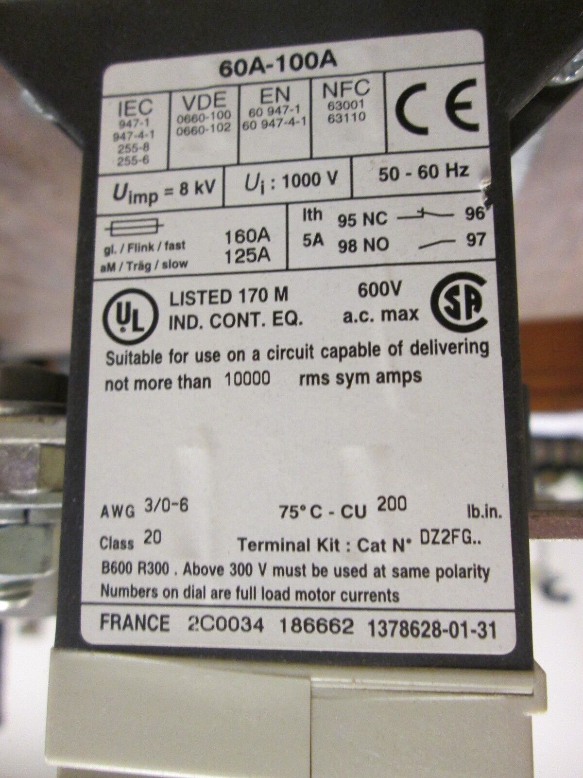 Telemecanique Electronic Motor Protection LR9F5567 60-100A 600V 50-60Hz Used