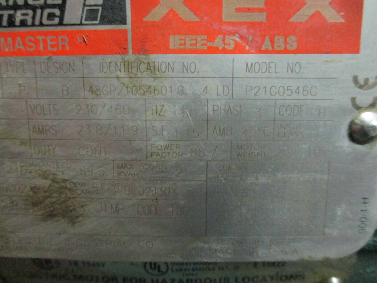 Reliance Duty Master XEX Hazardous Location AC Motor P21G0546G 10HP 1800RPM Used