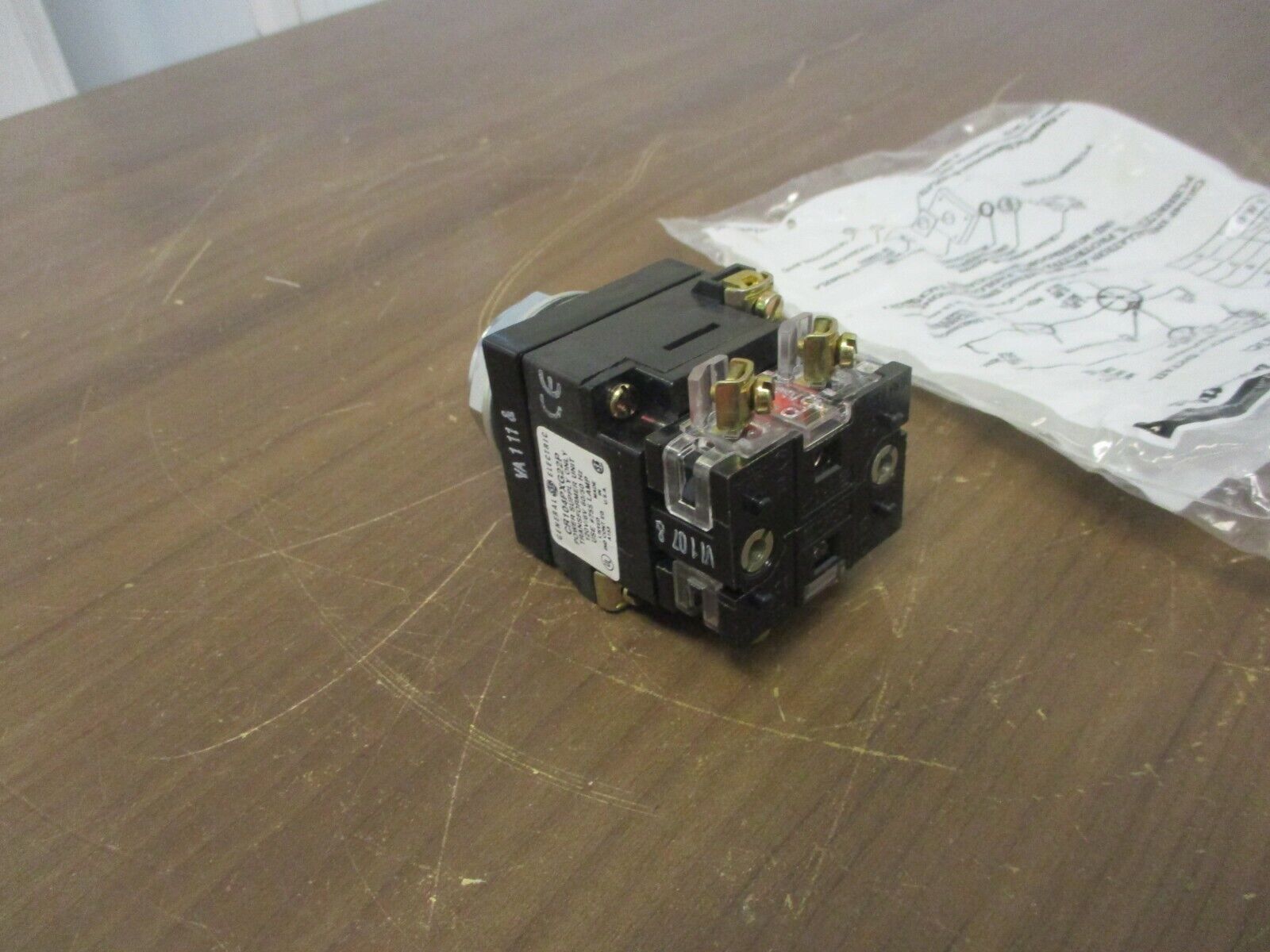 GE Illuminated Pushbutton CR104PBT11R1B2 120V New Surplus *No Box/Missing Lens*