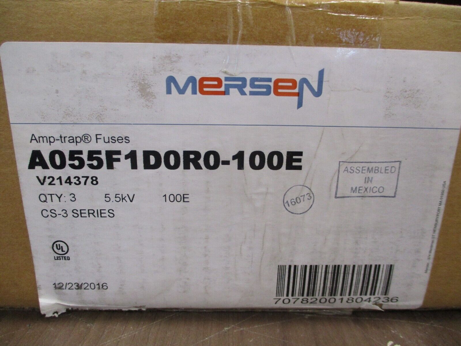Mersen Amp-Trap Fuse A055F1D0R0-100E 100E 5.5kV *Box of 3* New Surplus