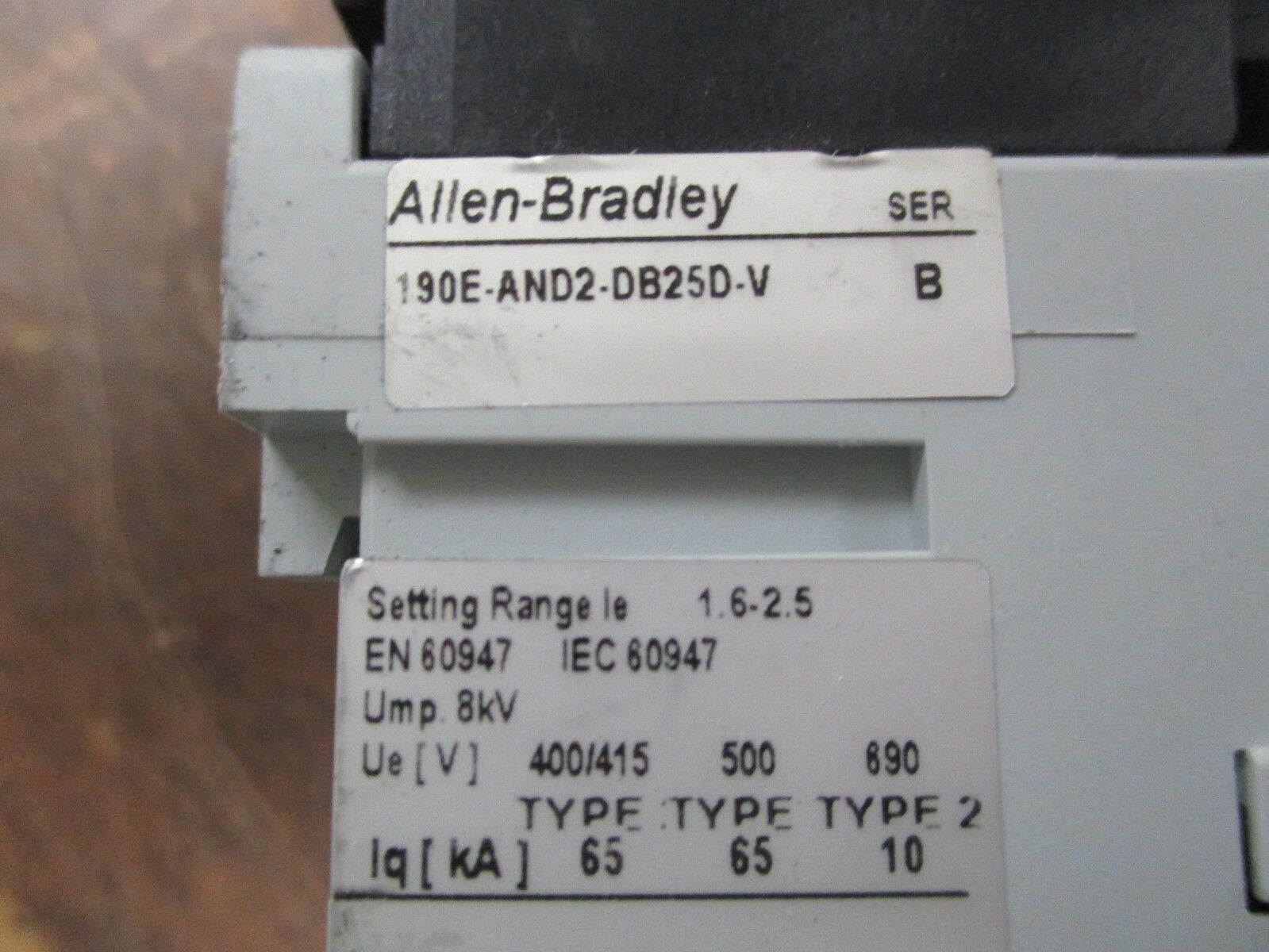 Allen-Bradley Starter 190E-AND2-DB25D-V Ser. B 120V Coil 25A 600V Trip:1.6-2.5A