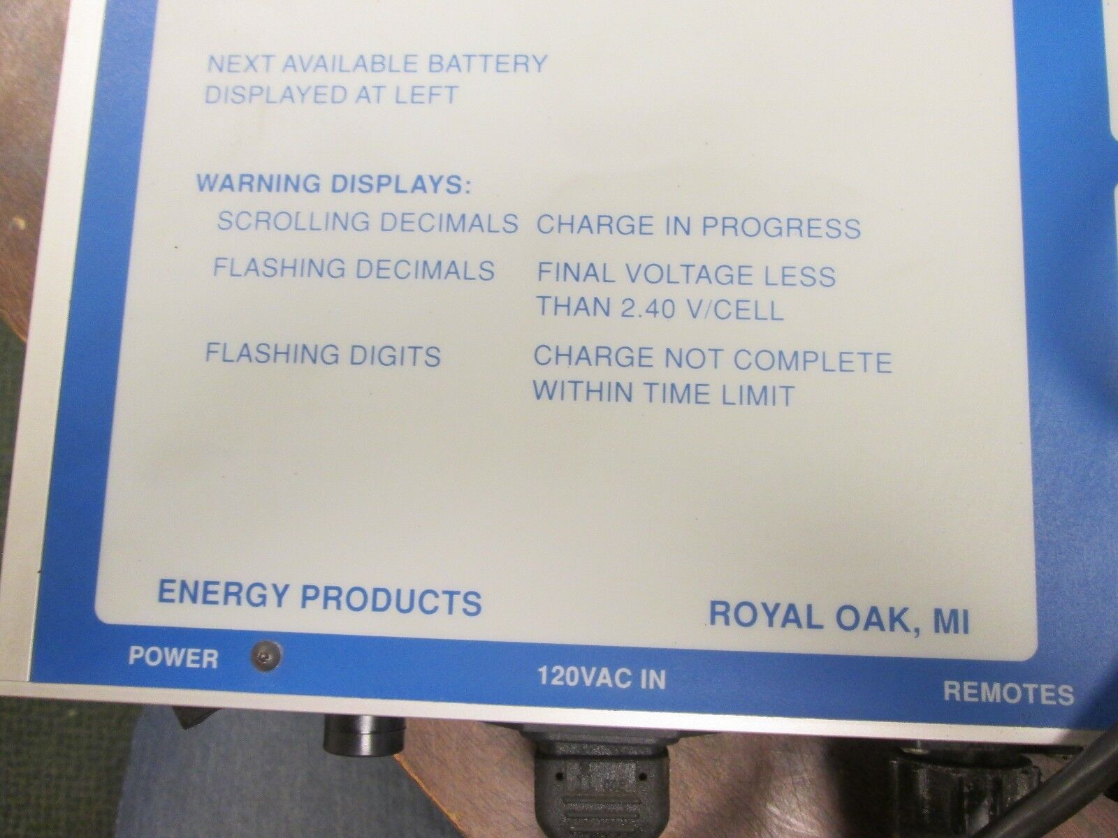 Energy Products Multi-Charger Monitor MCM-100 120V Used