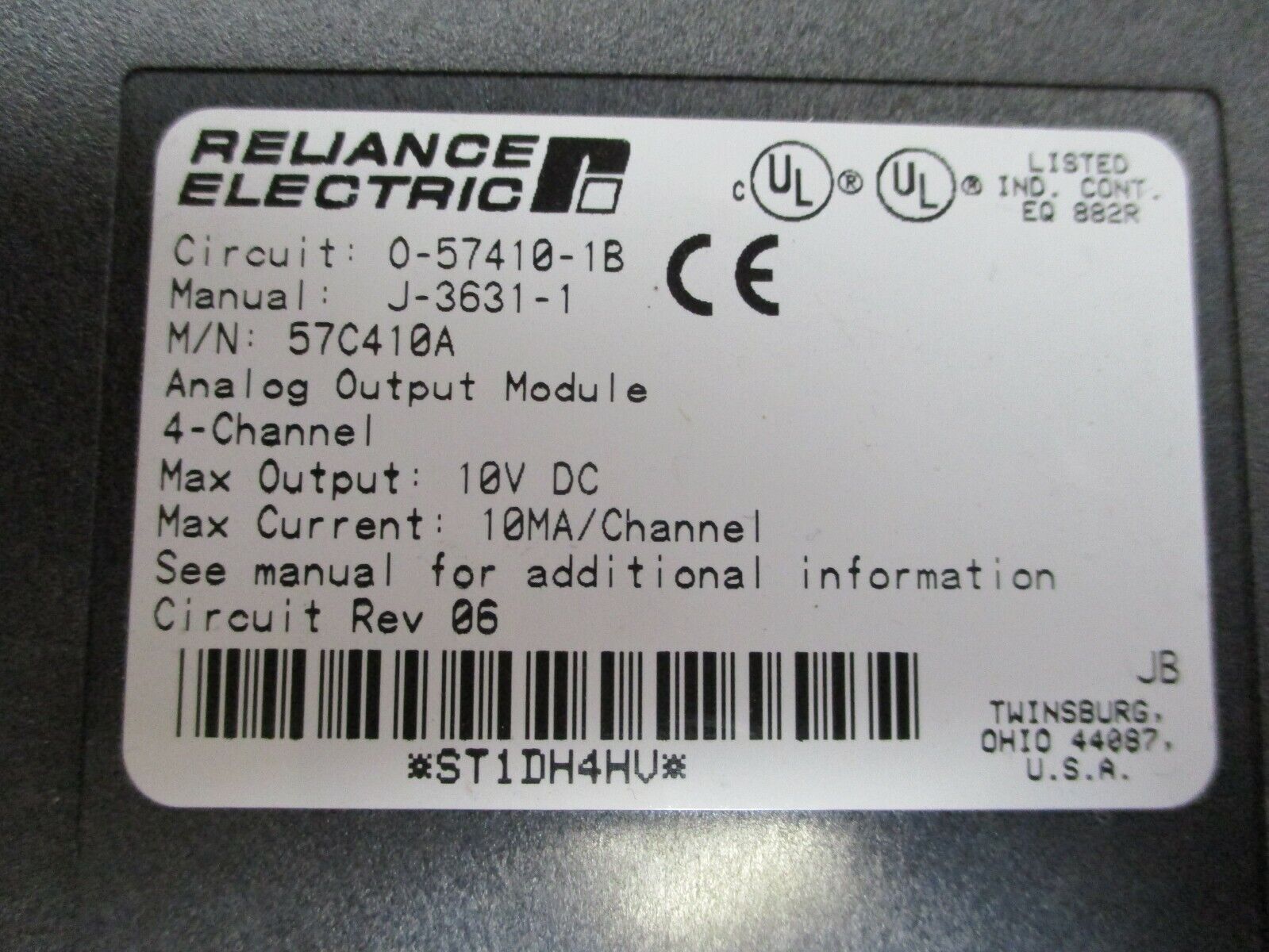 Reliance Electric Isolated Analog Output Module 57C410A Circuit: 0-57410-1B Used