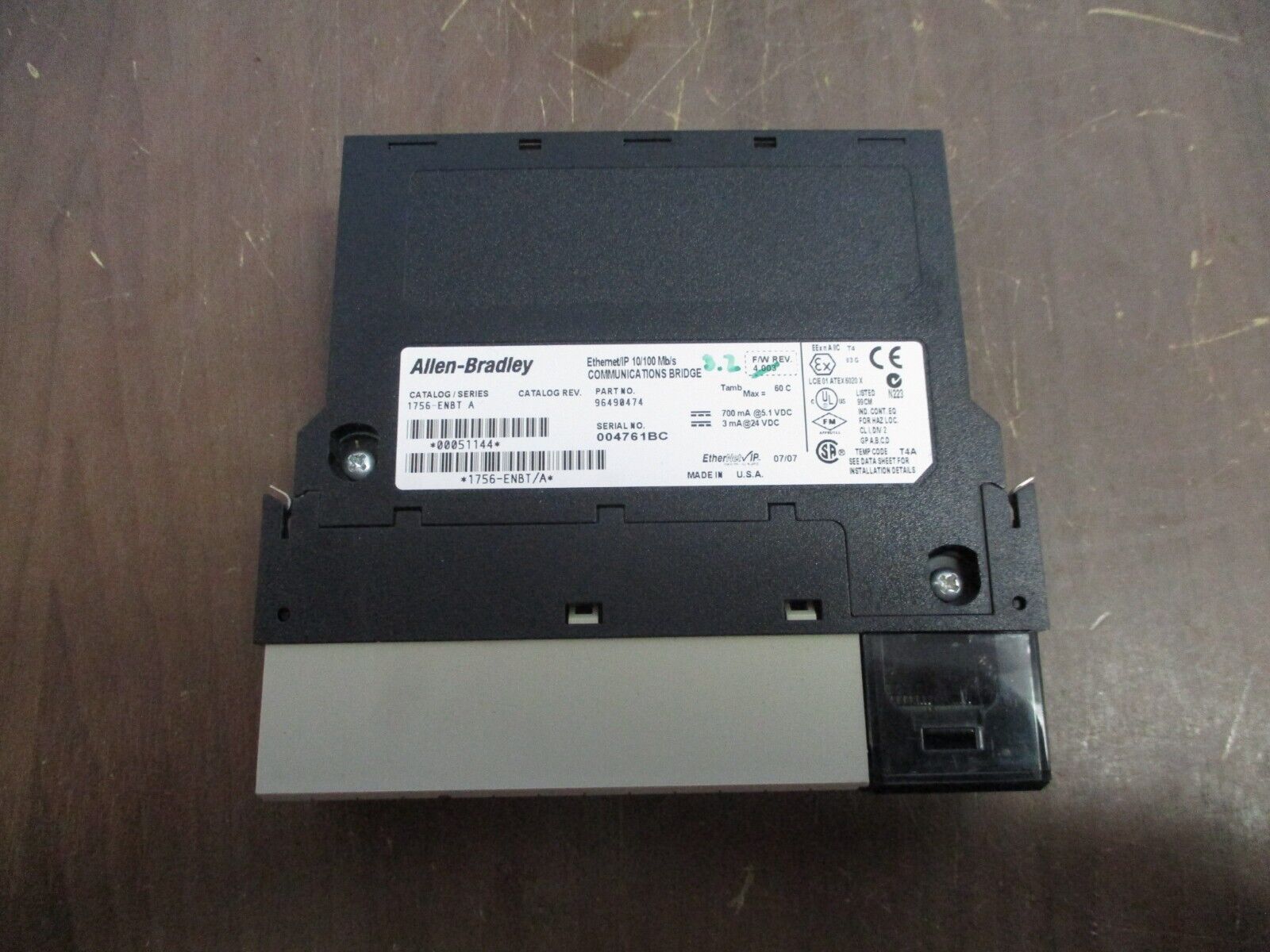 Allen-Bradley Ethernet/IP Comm. Bridge Module 1756-ENBT Ser. A 10/100Mb/s Used