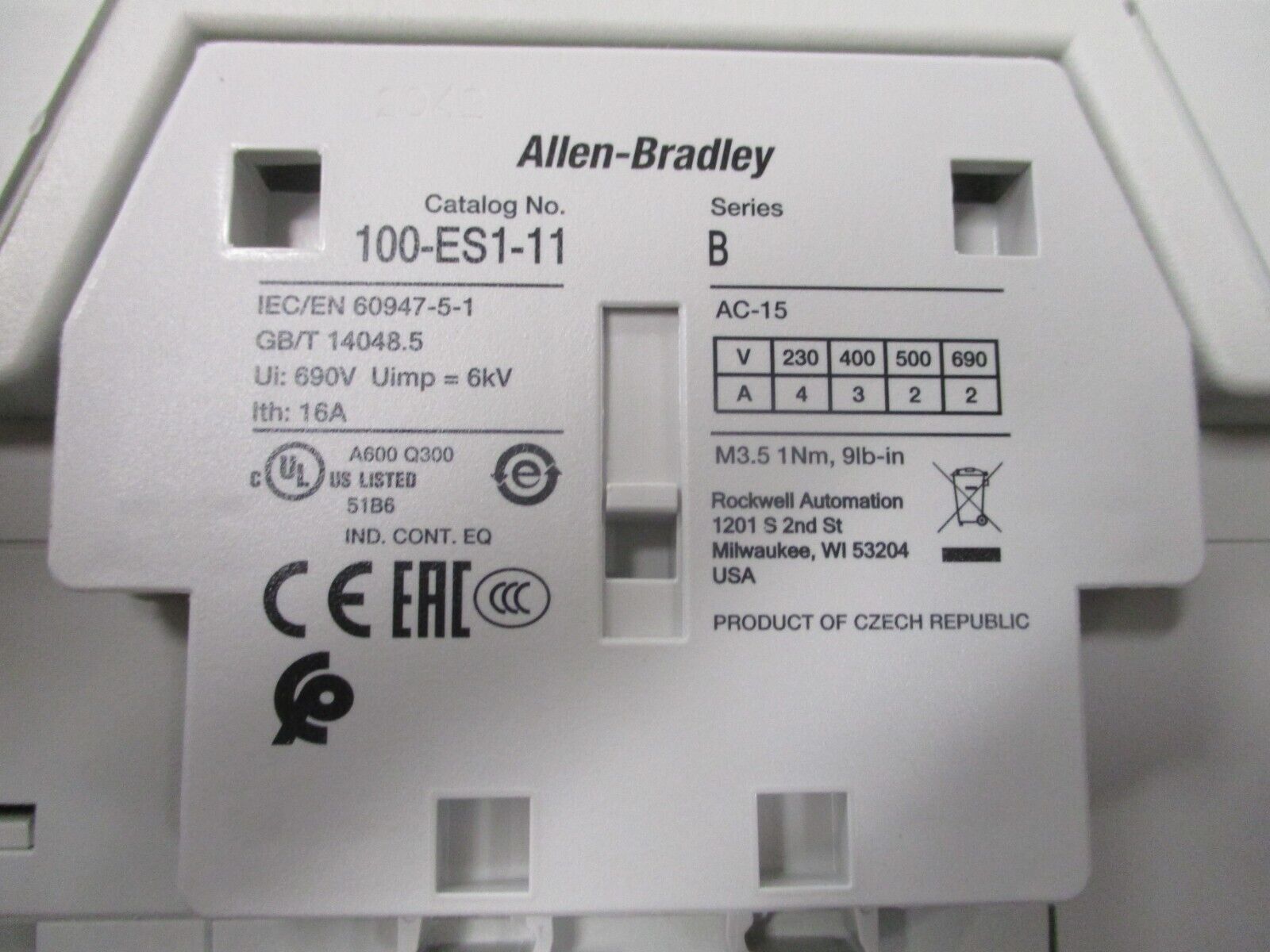 AllenBradley Contactor 100E190KD11 Ser B 100250v ACDC Coil 190A New Surplus