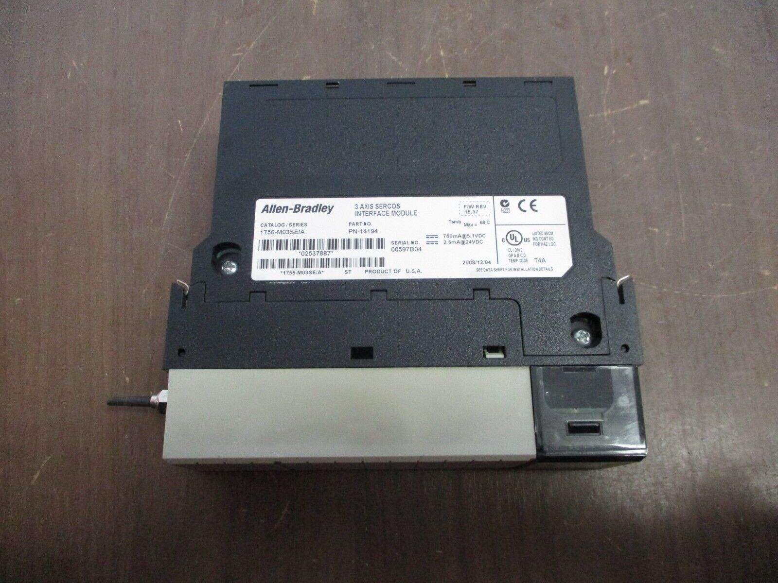 Allen-Bradley 3-Axis Sercos Interface Module 1756-M03SE Ser. A F/W Rev: 15.37