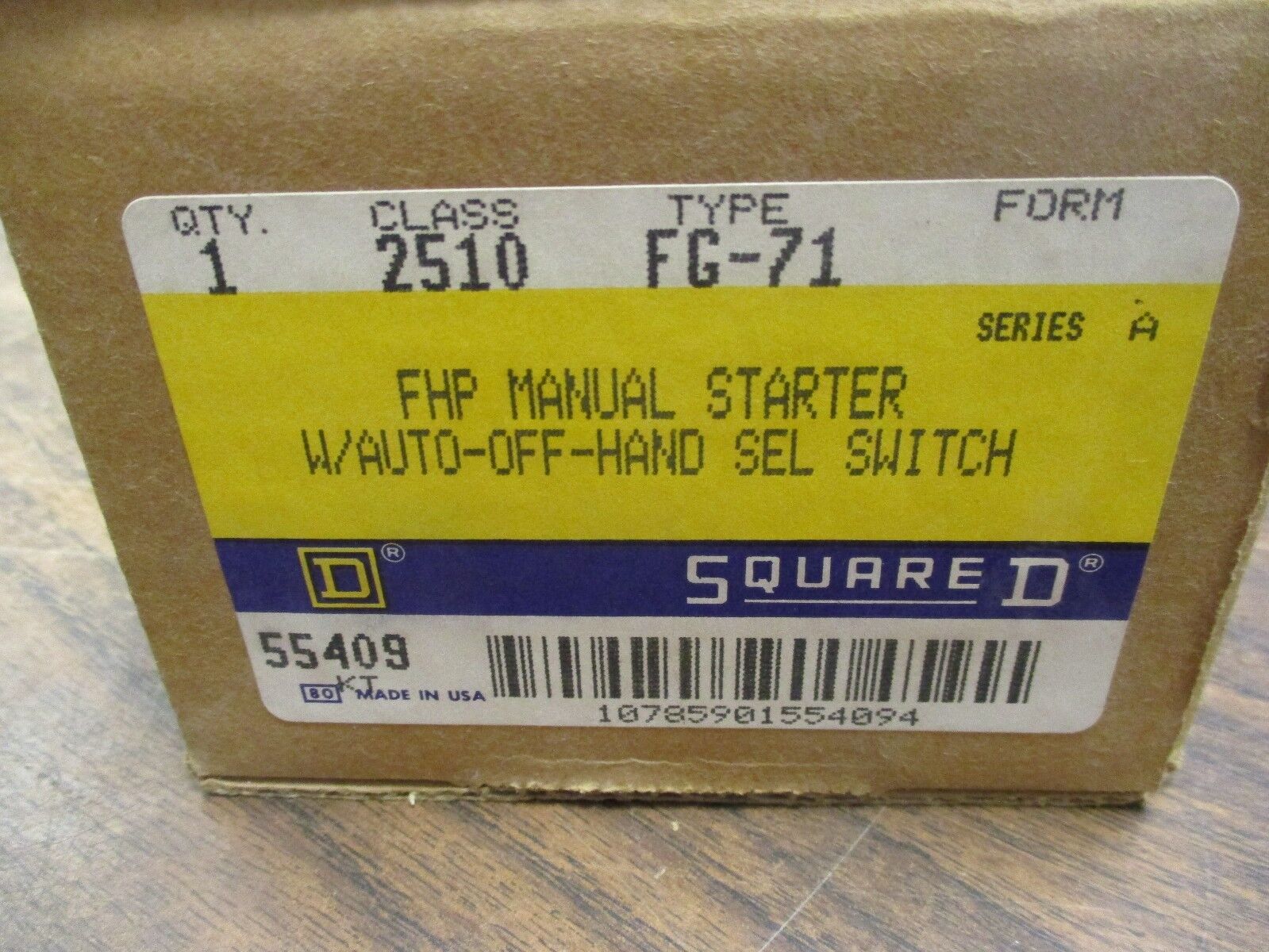 Square D FHP Manual Starter 2510 FG-71 w/ Auto-Off-Hand Sel Switch New Surplus