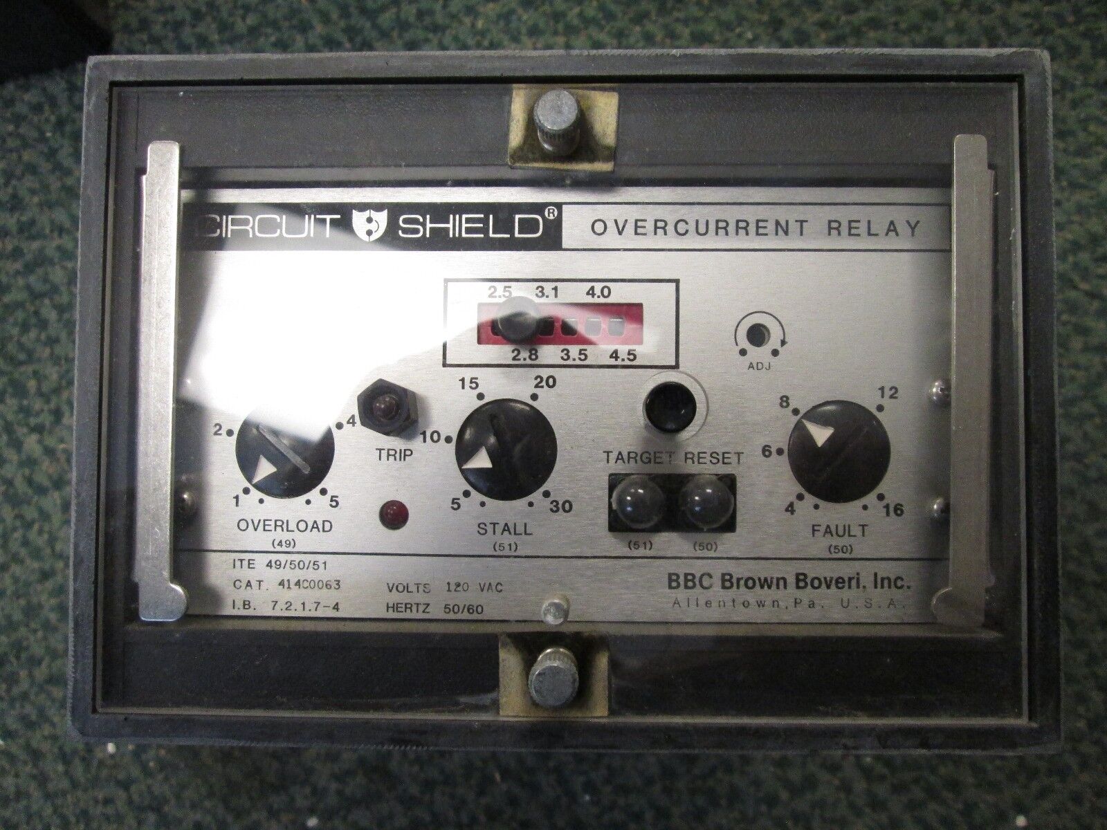 BBC Brown Boveri Circuit Shield Overcurrent Relay 414C0063 120V 50/60Hz Used