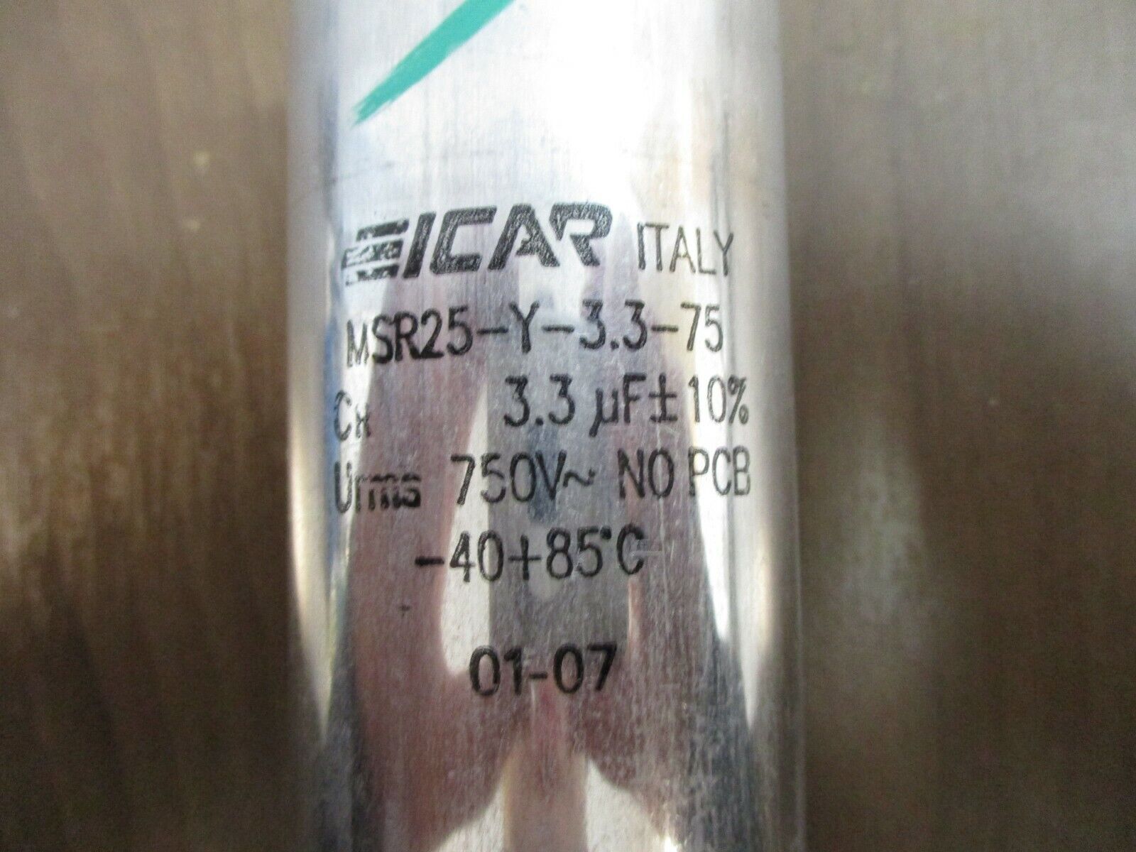 ICAR Capacitor MSR25-Y-3.3-75 3.3vF 750V *Lot of 2* Used