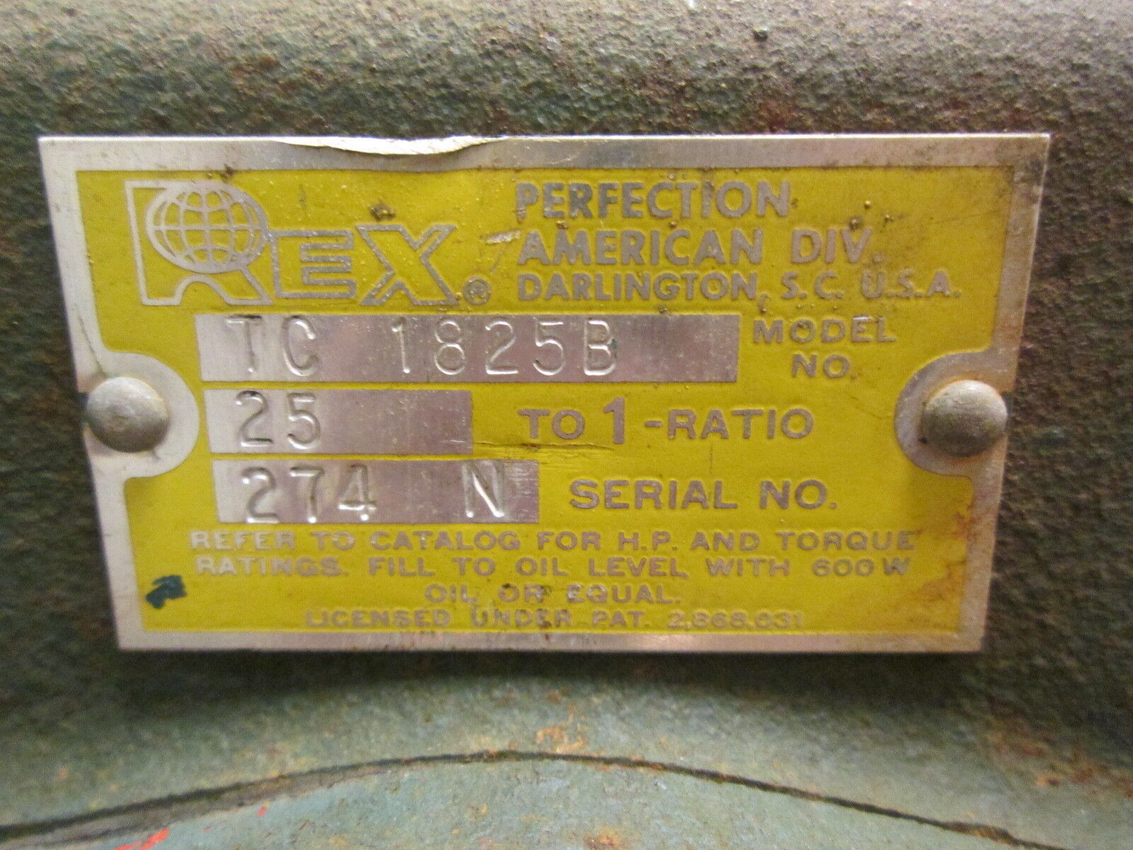 Rex Reducer TC 1825B Ratio 25:1 Used