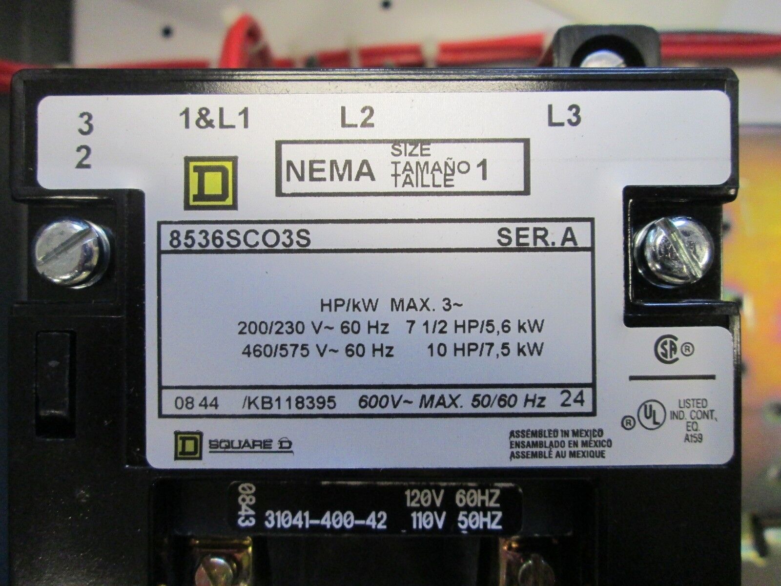 Square D Enclosed Starter 8536SGC3V81CFF4P21TX22 Size 1 120V Coil New Surplus