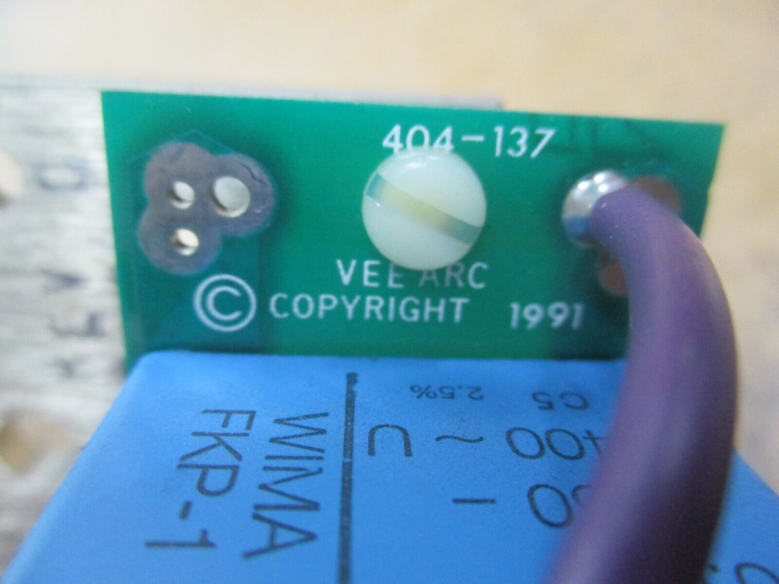 Vee-Arc Capacitor Assembly Board 404-137 (2) 400U Capacitors Used
