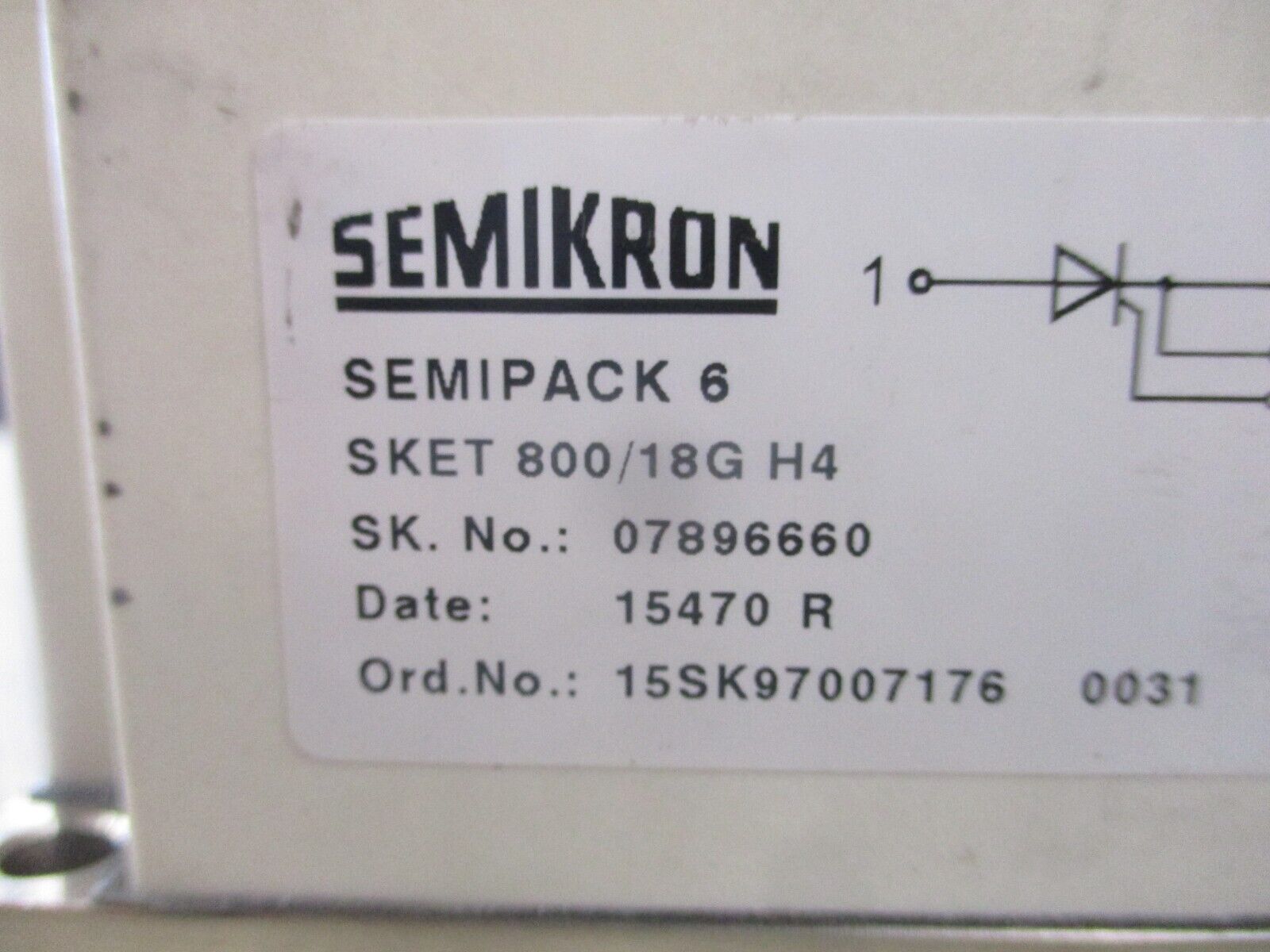 Semikron Semipack 6 Thyristor Module SKET 800/18G H4 *Chipped* Used