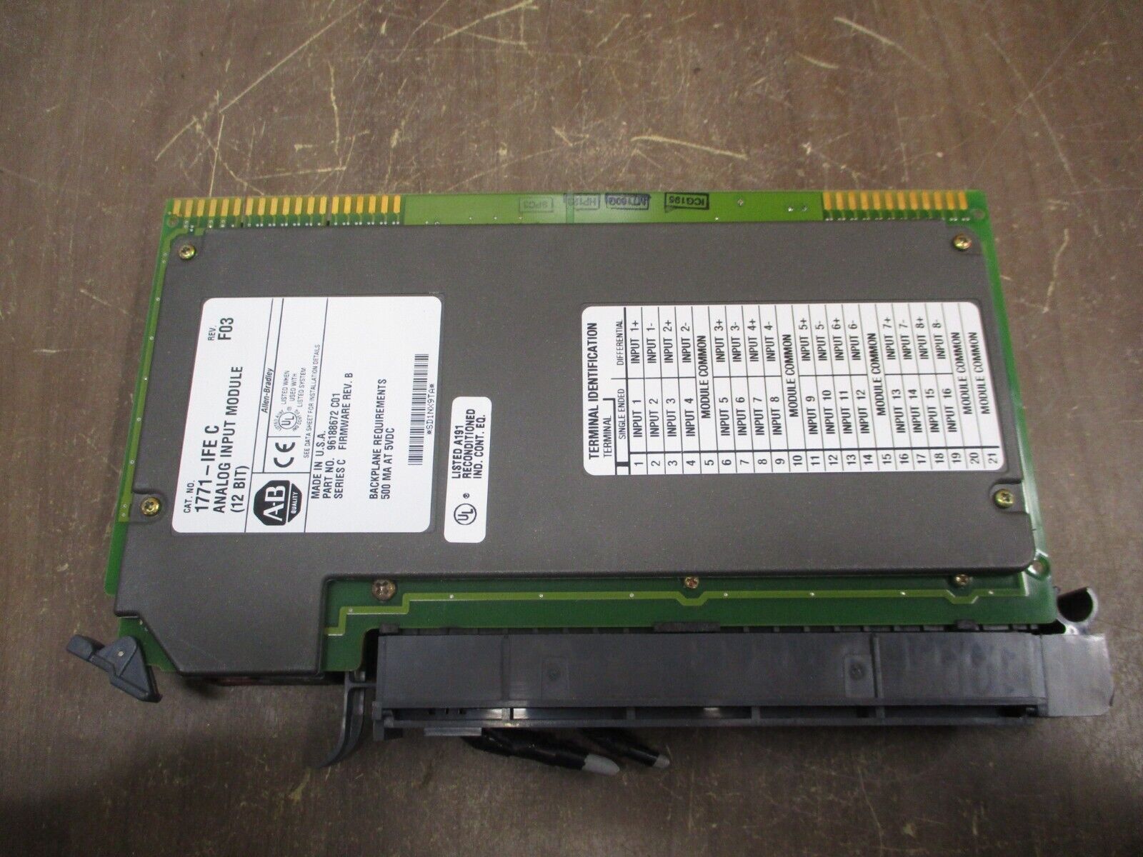 Allen-Bradley 12-Bit Analog Input Module 1771-IFE/C Ser C Rev F03 F/W Rev B Used