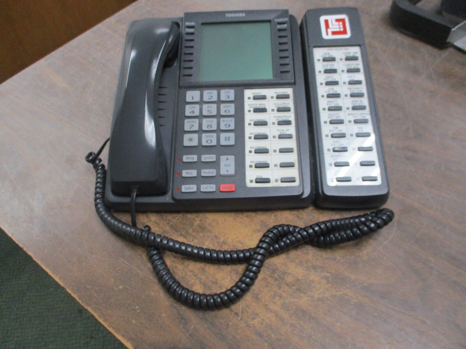 Toshiba Large Display Business Telephone With Add On DKT3014-SDL DADM3020 Used