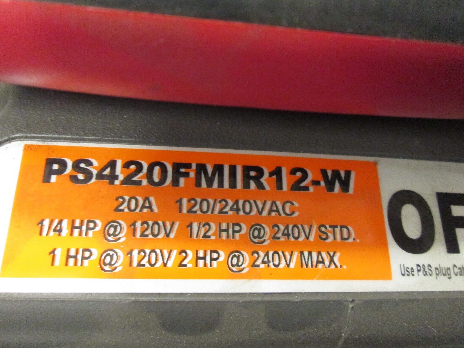 Pass & Seymour Mechanical Interlock PS420FMIR12-W 20A 120/240VAC 2HP Used