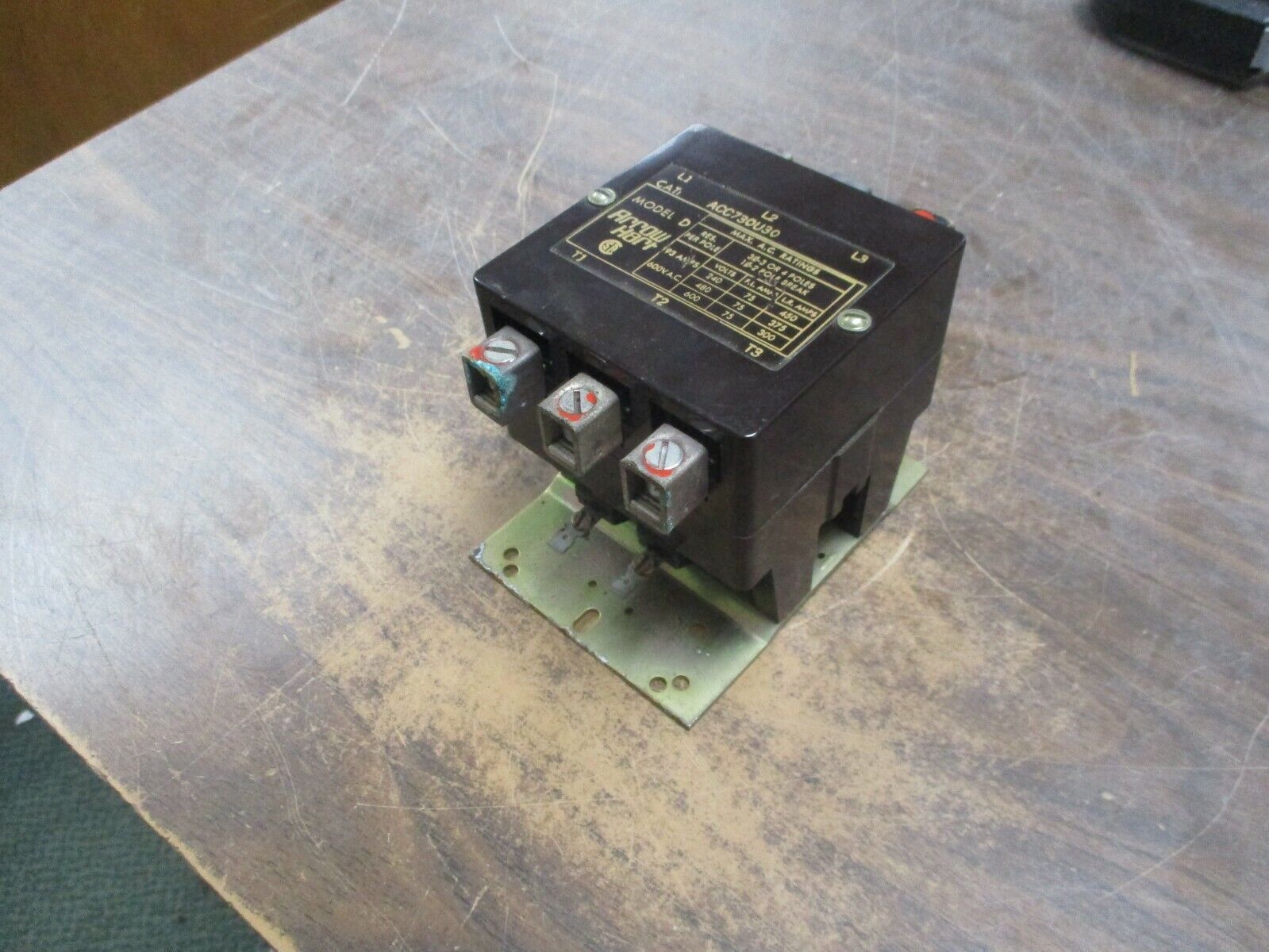 Arrow Hart Model D Contactor ACC730U30 208-240V Coil 75A 600V Used