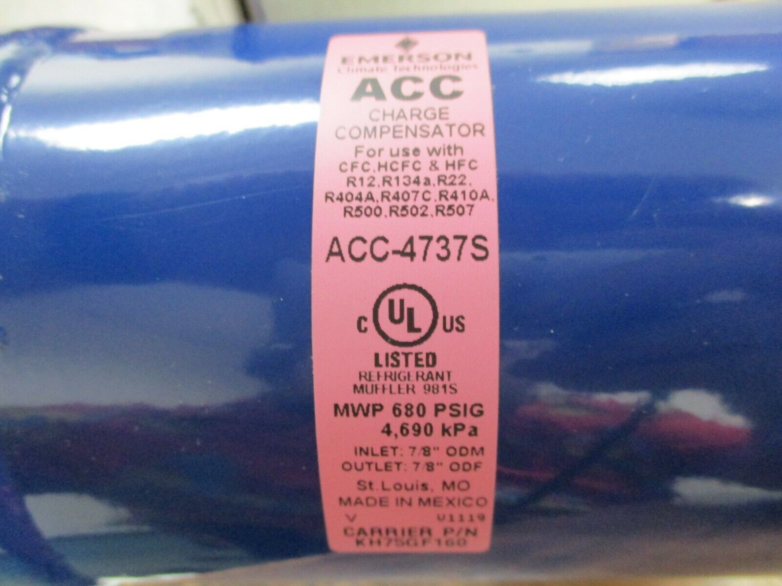 Carrier Accumulator KH75GF160 New Surplus