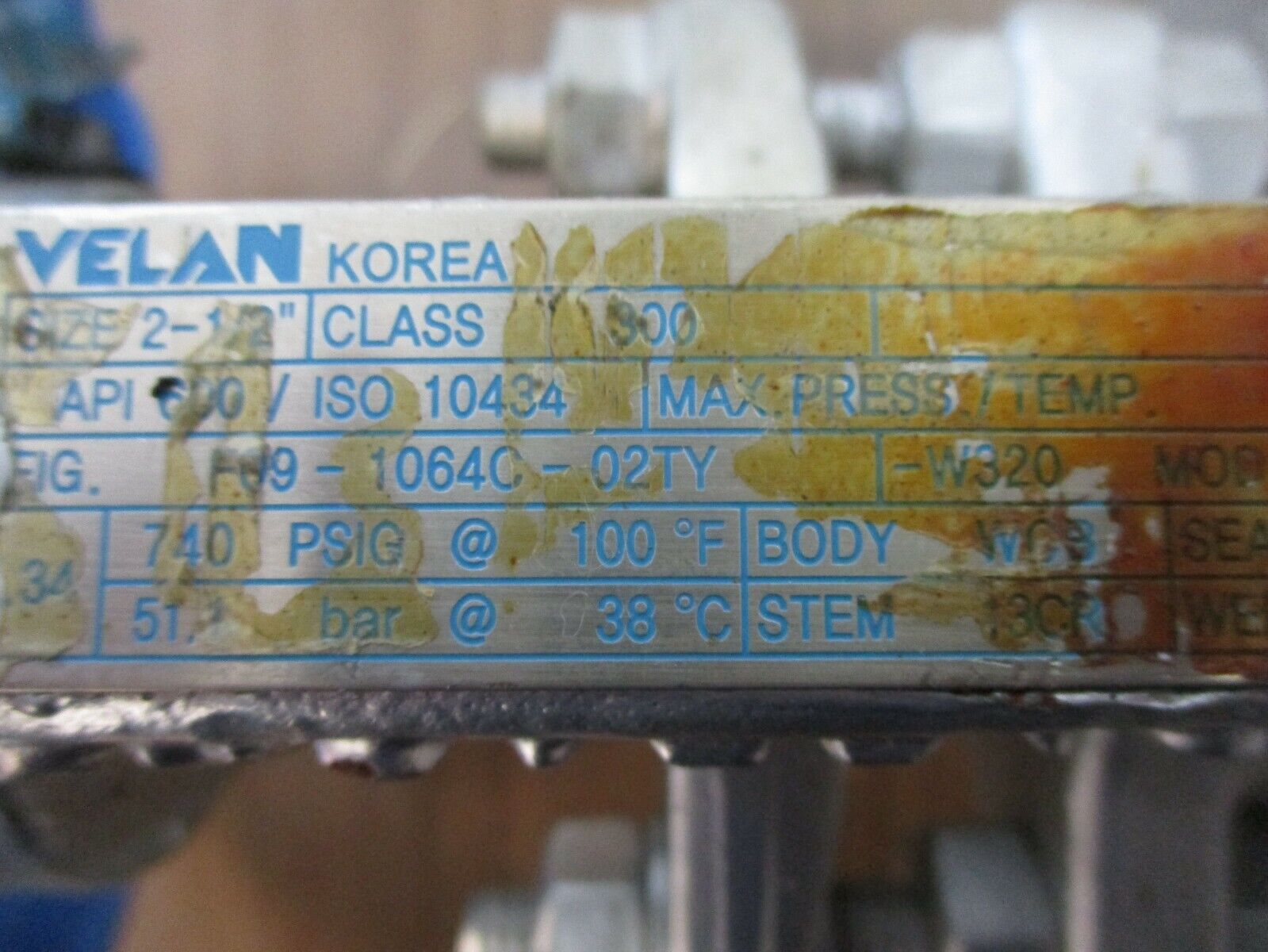 Velan Gate Valve F09-1064C-02TY-W320 Mod. A Size: 2 1/2" Class: 300 Body: WCB