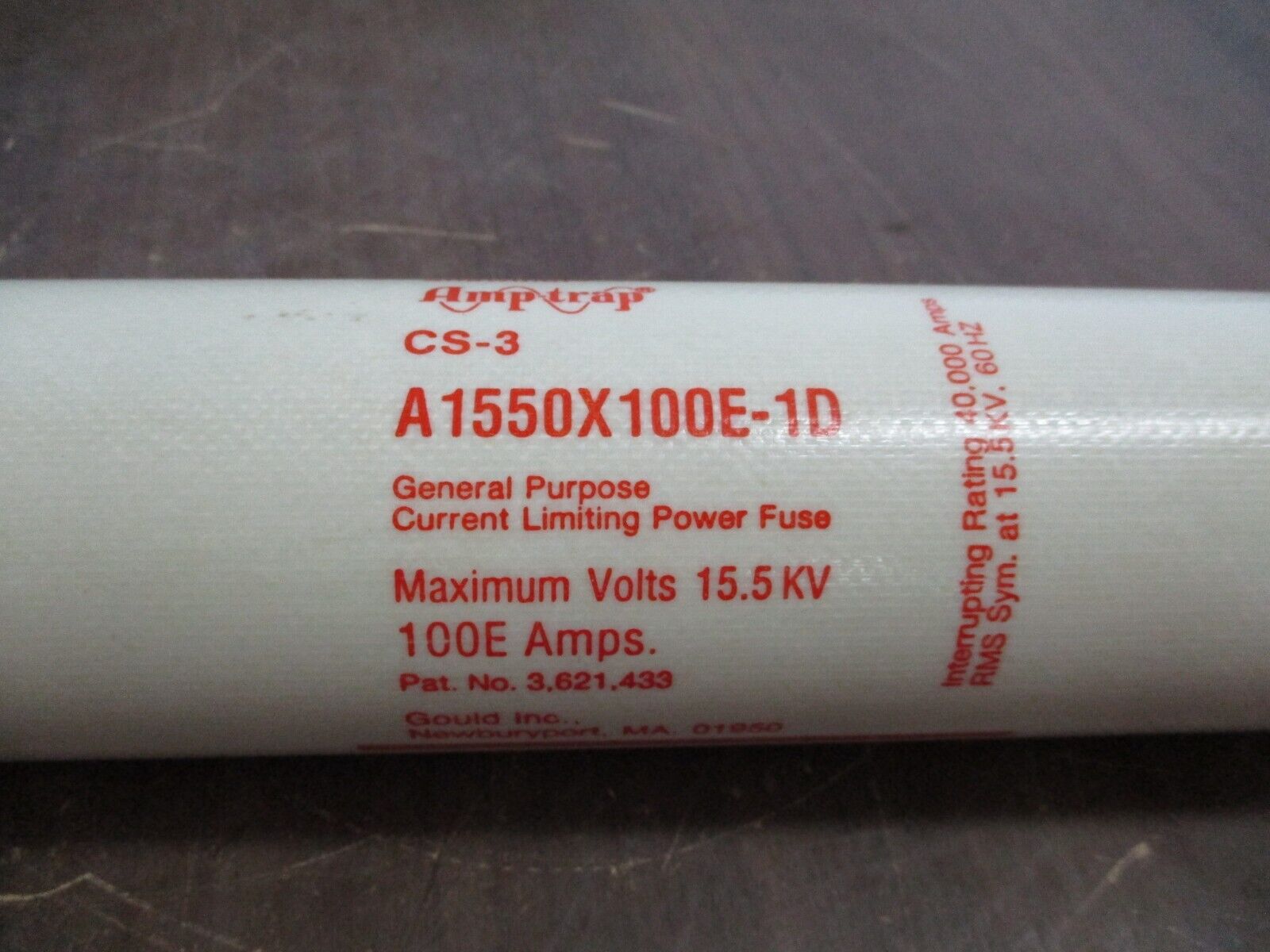 Gould Shawmut CS-3 Amp Trap Fuse A1550X100E-1D 100E 15.5kV Used