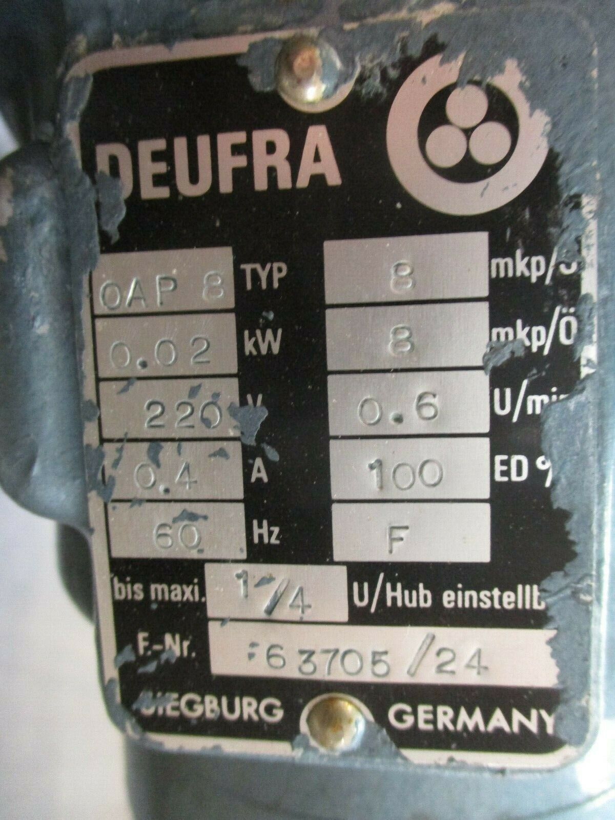 Deufra / EBRO Armaturen Actuated Butterfly Valve OAP 8 / 6/16 10 Bar 0.02 kW