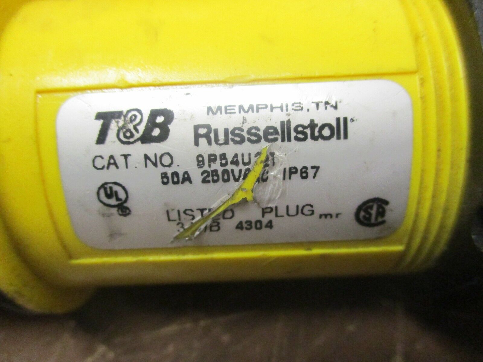 Thomas & Betts Russellstoll Plug 9P54U2T 50A 250VAC Used **No Bushing**