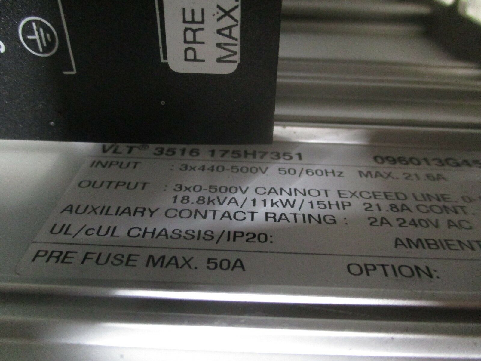 Graham VLT 3516 AC Drive VLT 3516 175H7351 15HP 3Ph 440-500V Used
