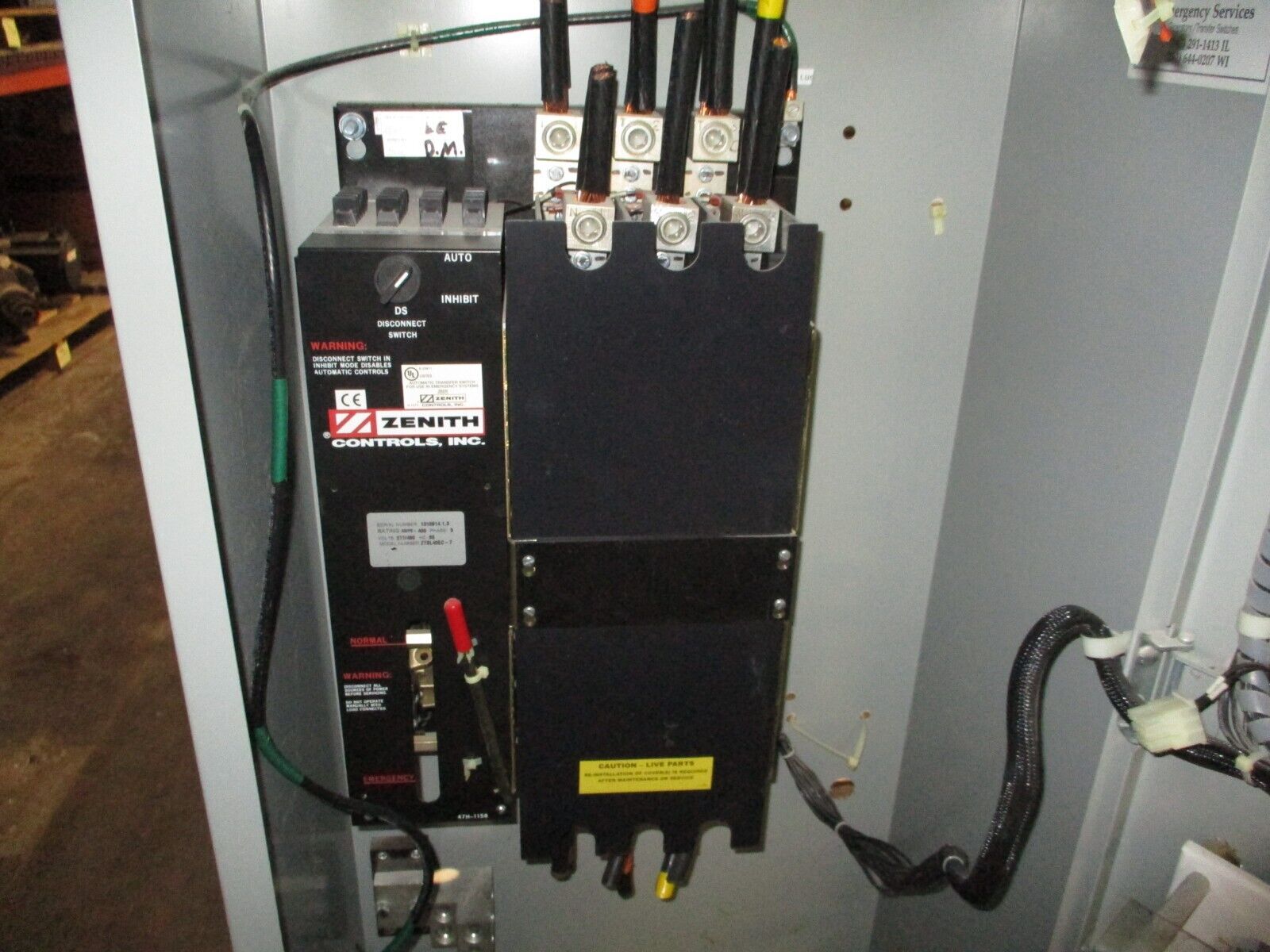 Zenith Automatic Transfer Switch ZTSL40EC-7 400A 277/480V 3Ph 60Hz Used