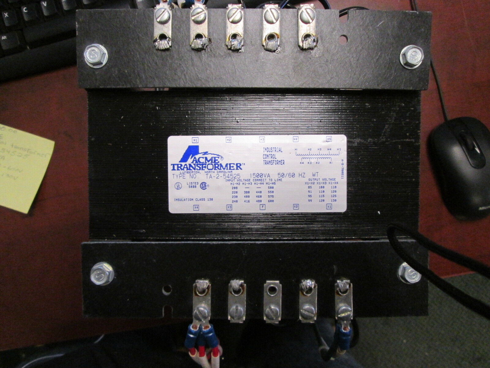 ACME Control Transformer, TA-254525, 1500VA, Pri 208-600V, Sec 85-130V, Used