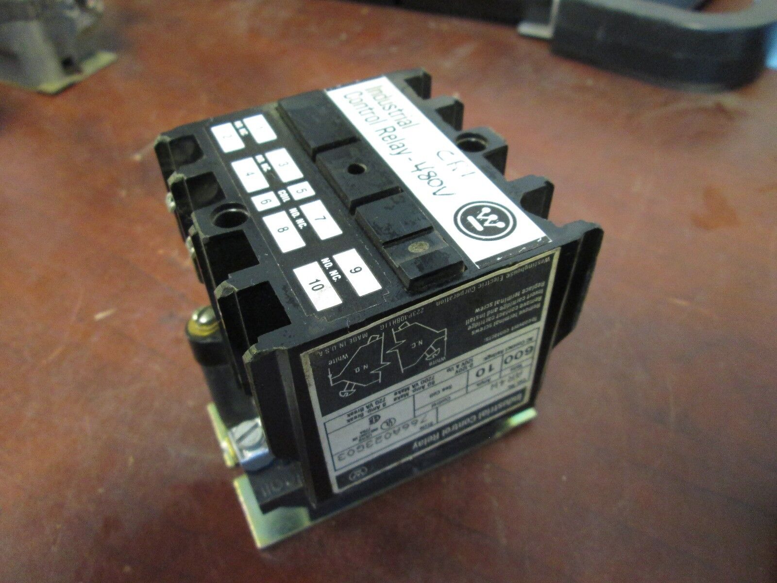 Westinghouse Industrial Control Relay AR4W 10A 600V 480V Coil Used