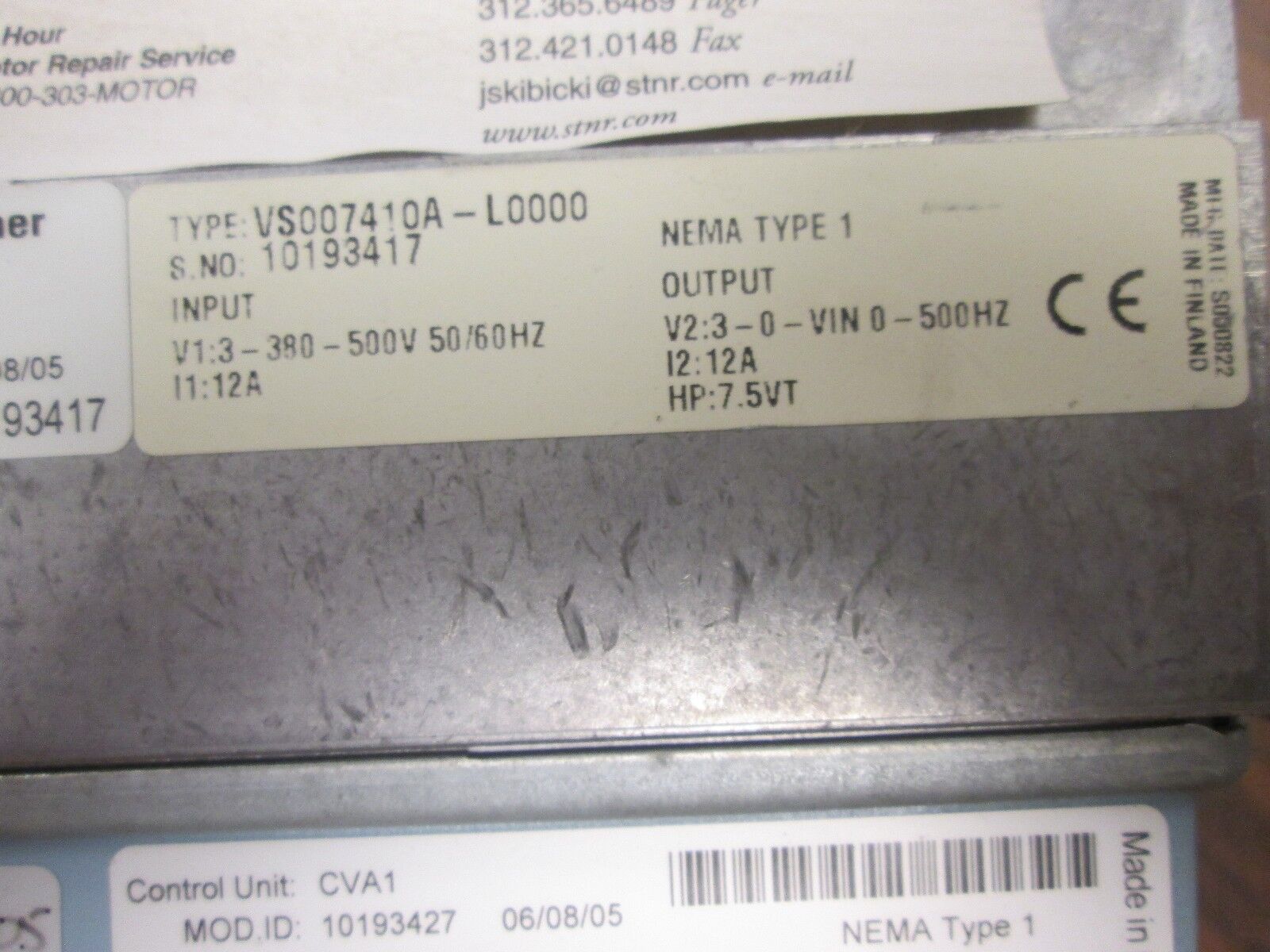 Johnson Controls VS Series AC Drive VS007410A-L0000 7.5HP 3Ph Used