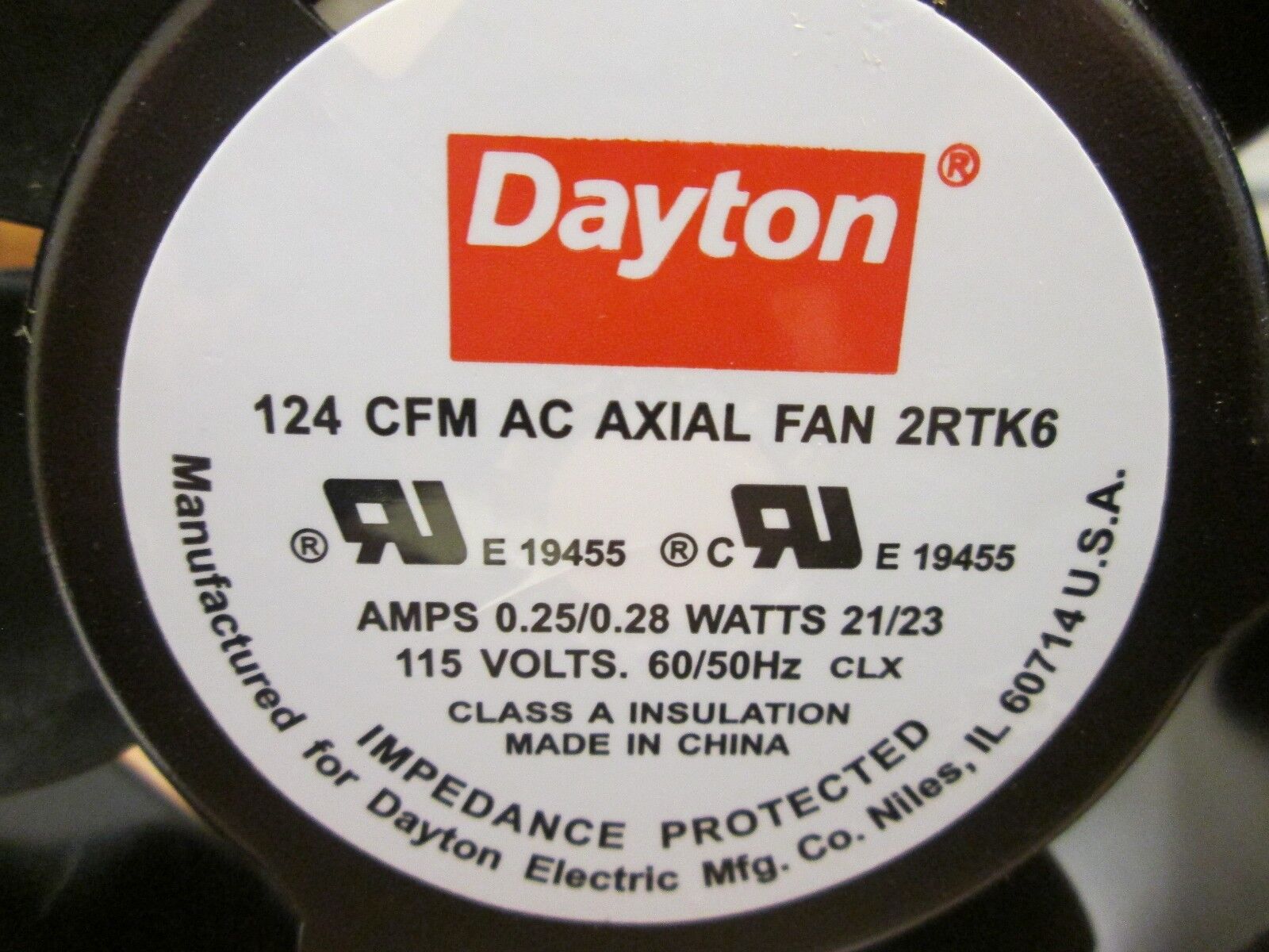 Dayton AC Axial Fan 2RTK6 115V 124 CFM Ball Bearing New Surplus