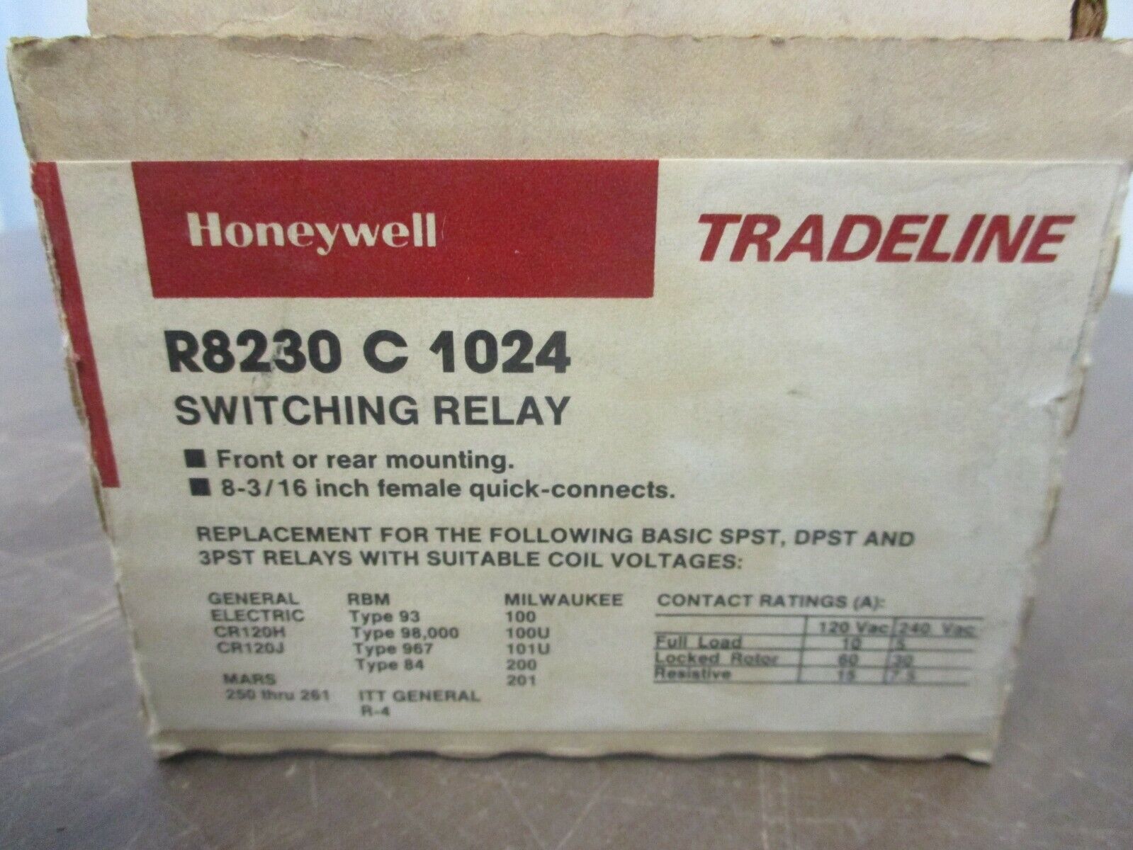 Honeywell Tradeline Switching Relay R8230 C 1024 New Surplus