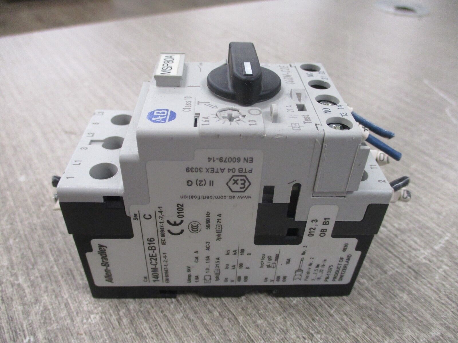 Allen-Bradley Manual Motor Protector 140M-C2E-B16 Ser. C Trip: 1.0-1.6A 600V Use
