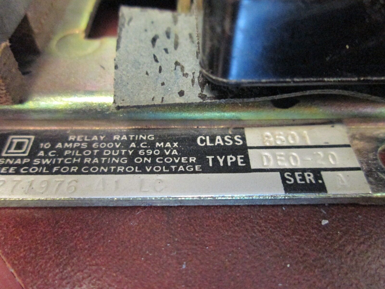 Square D Relay Timer 8501 DE0-20 120V Coil 600V Used