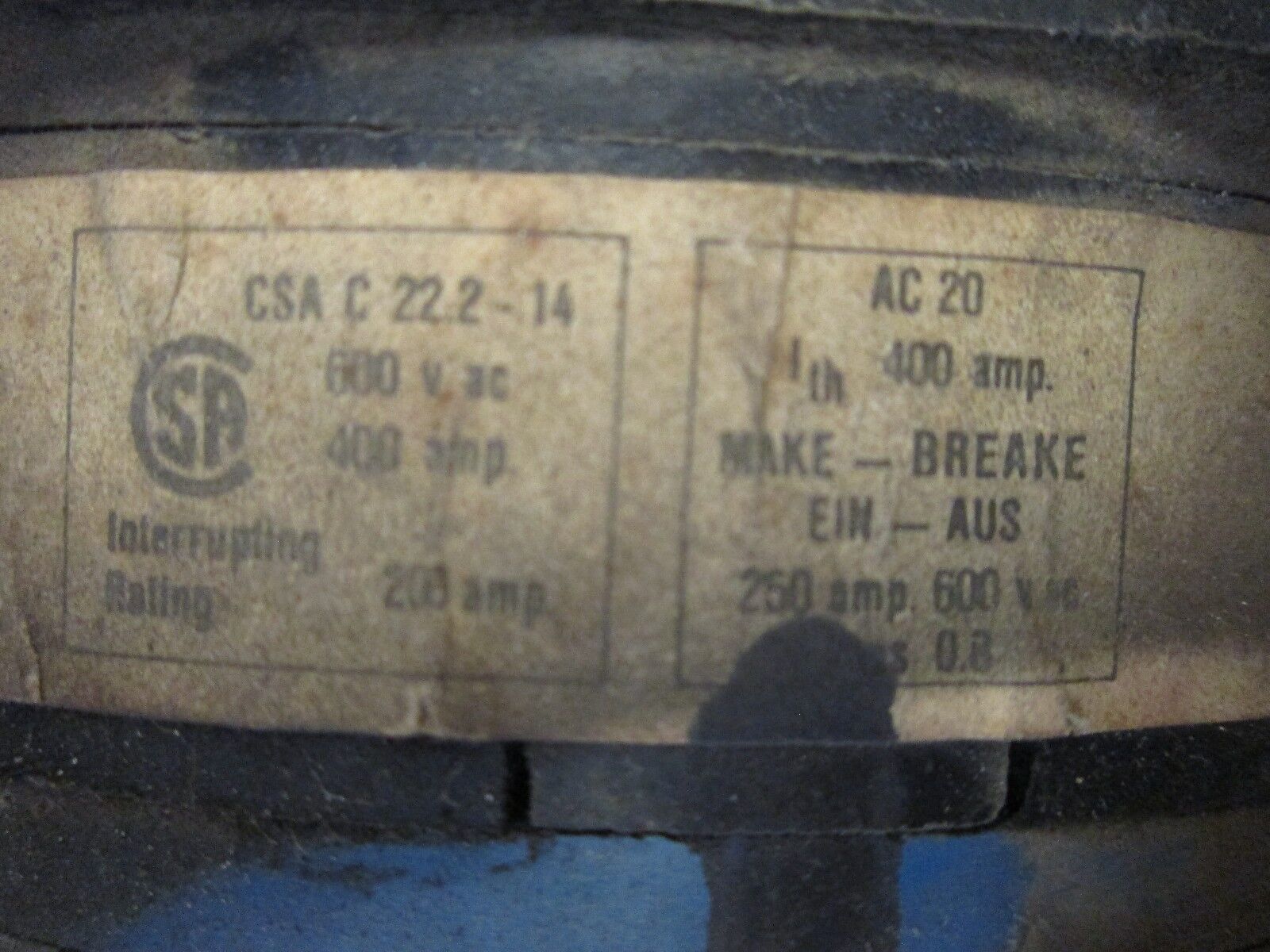 Kraus & Naimer Switch X400 400A 600V Used - Missing Handle