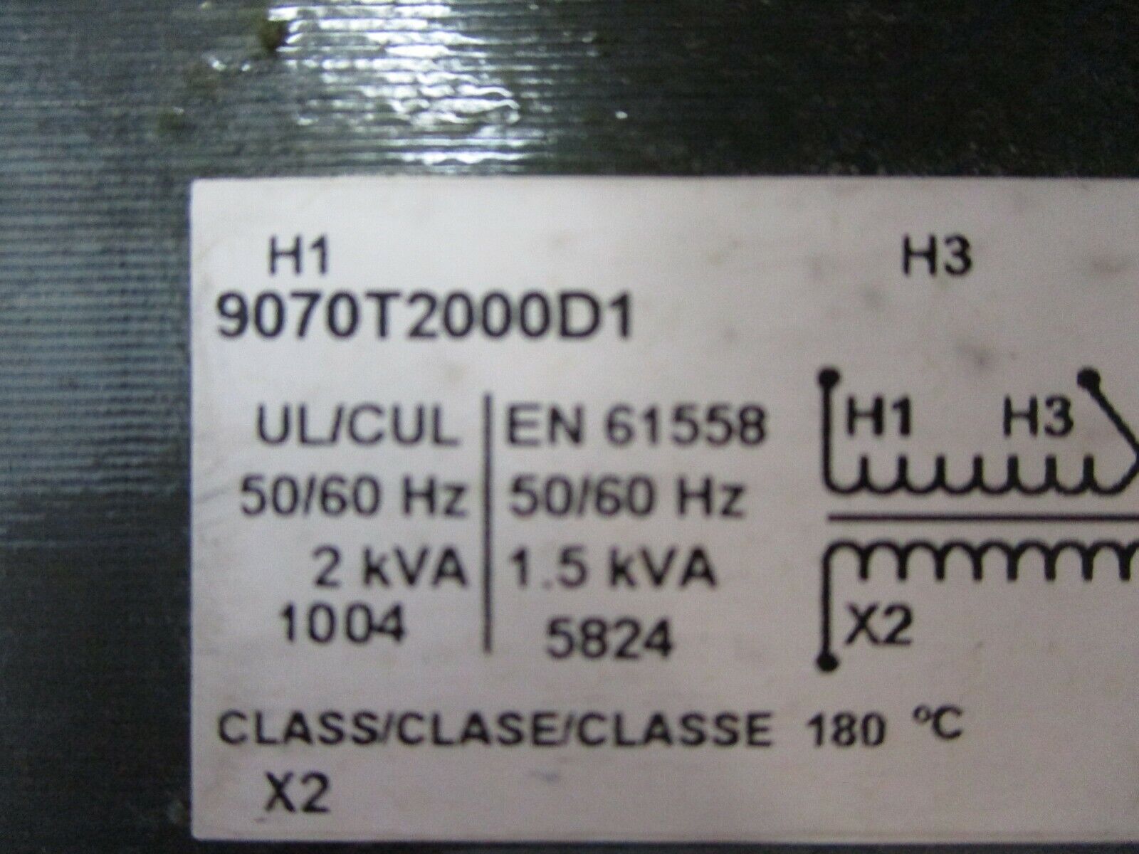 Square D Transformer 9070T2000D1 2KVA Pri: 240/480V Sec: 120V 50/60Hz, Used