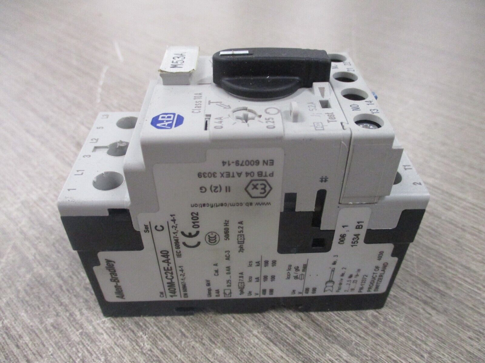 Allen-Bradley Manual Motor Protector 140M-C2E-A40 Ser. C Trip: 0.25-0.4A Used