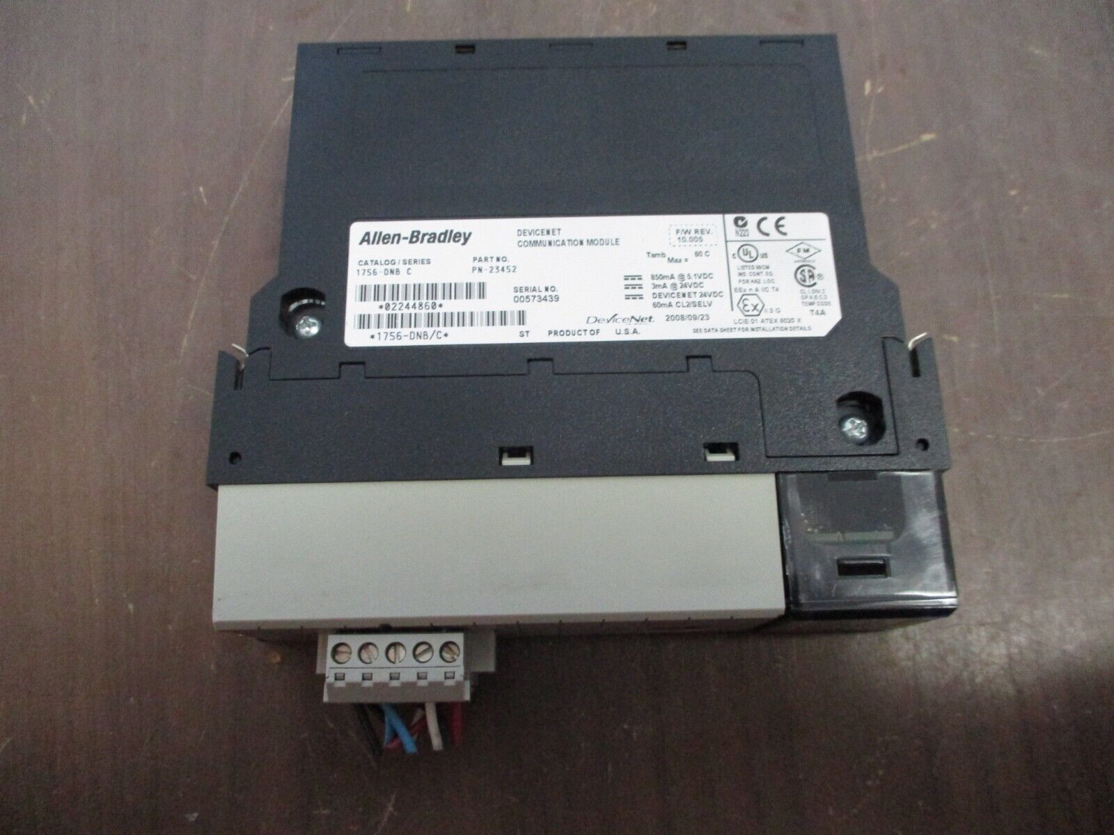 Allen-Bradley DeviceNet Comm. Module 1756-DNB Ser. C F/W Rev. 10.005 Used
