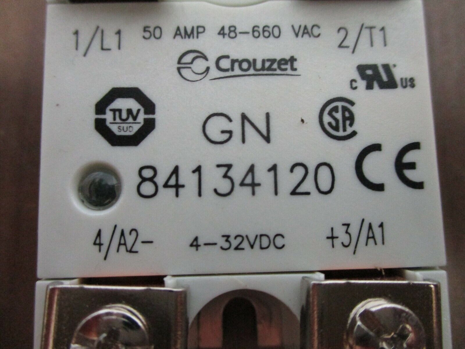 Crouzet Solid State Relay GN 84134120 50A 48-660VAC 4-32VDC Used