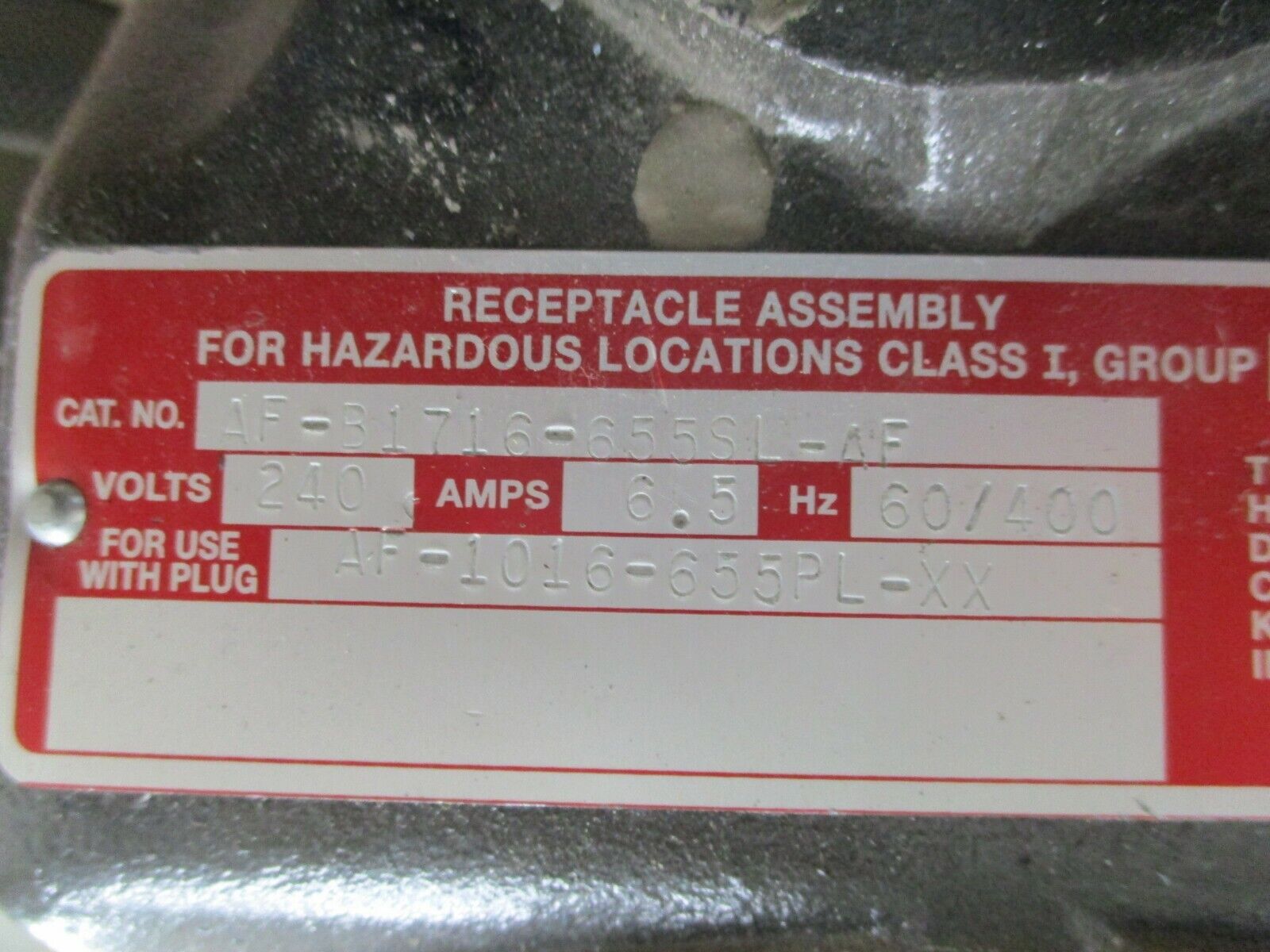 Hubbell Vantage Explosion Proof Plug & Receptacle Set 6.5A 240V 60/400Hz Used
