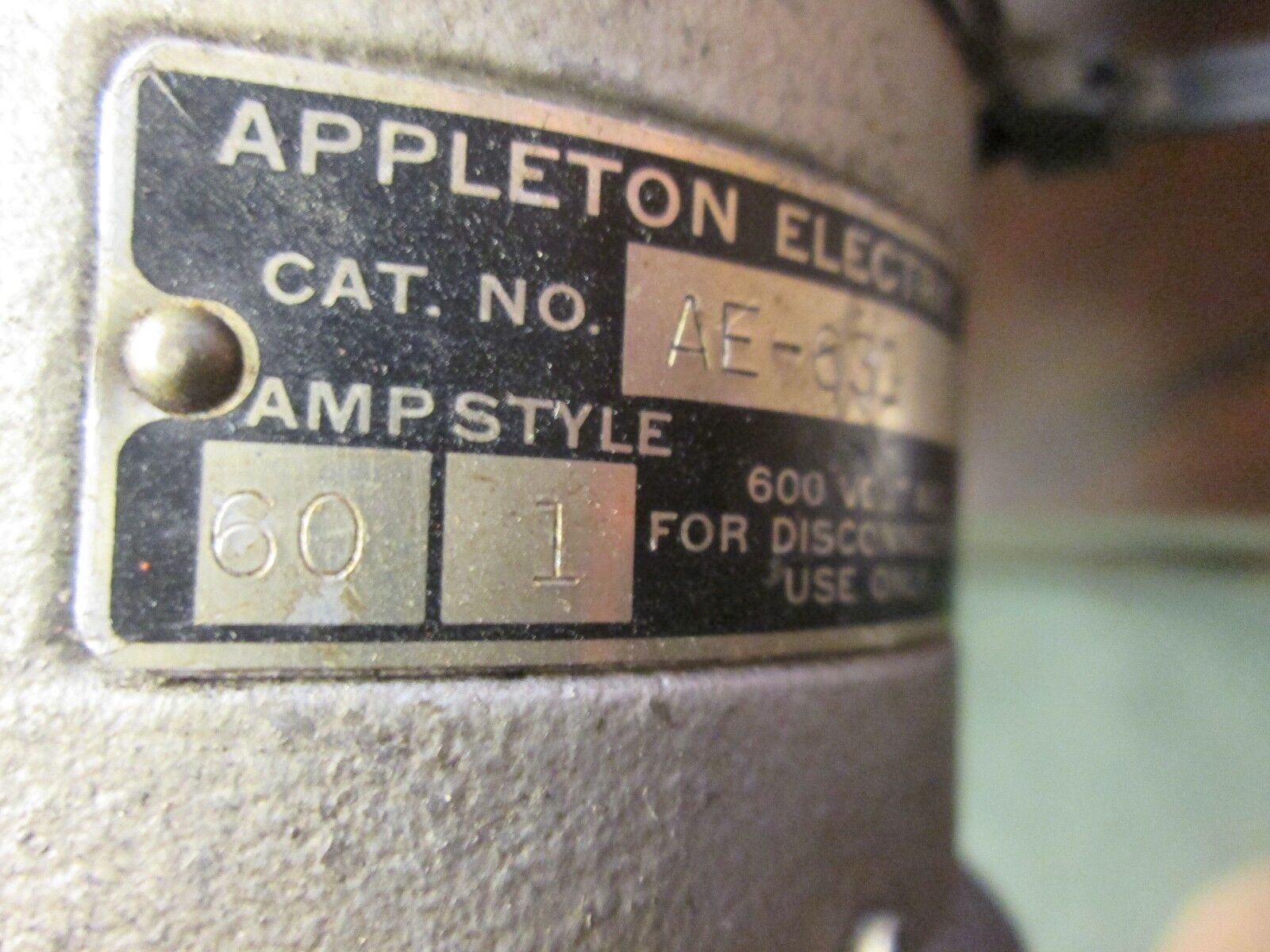 Appleton Receptacle AE631 60A 600V 3P 3W Used
