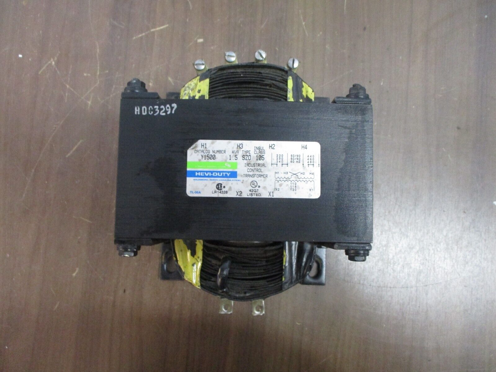 Hevi-Duty Type SZO Control Transformer Y1500 1.5kVA Pri: 240/480V Sec: 120V Used