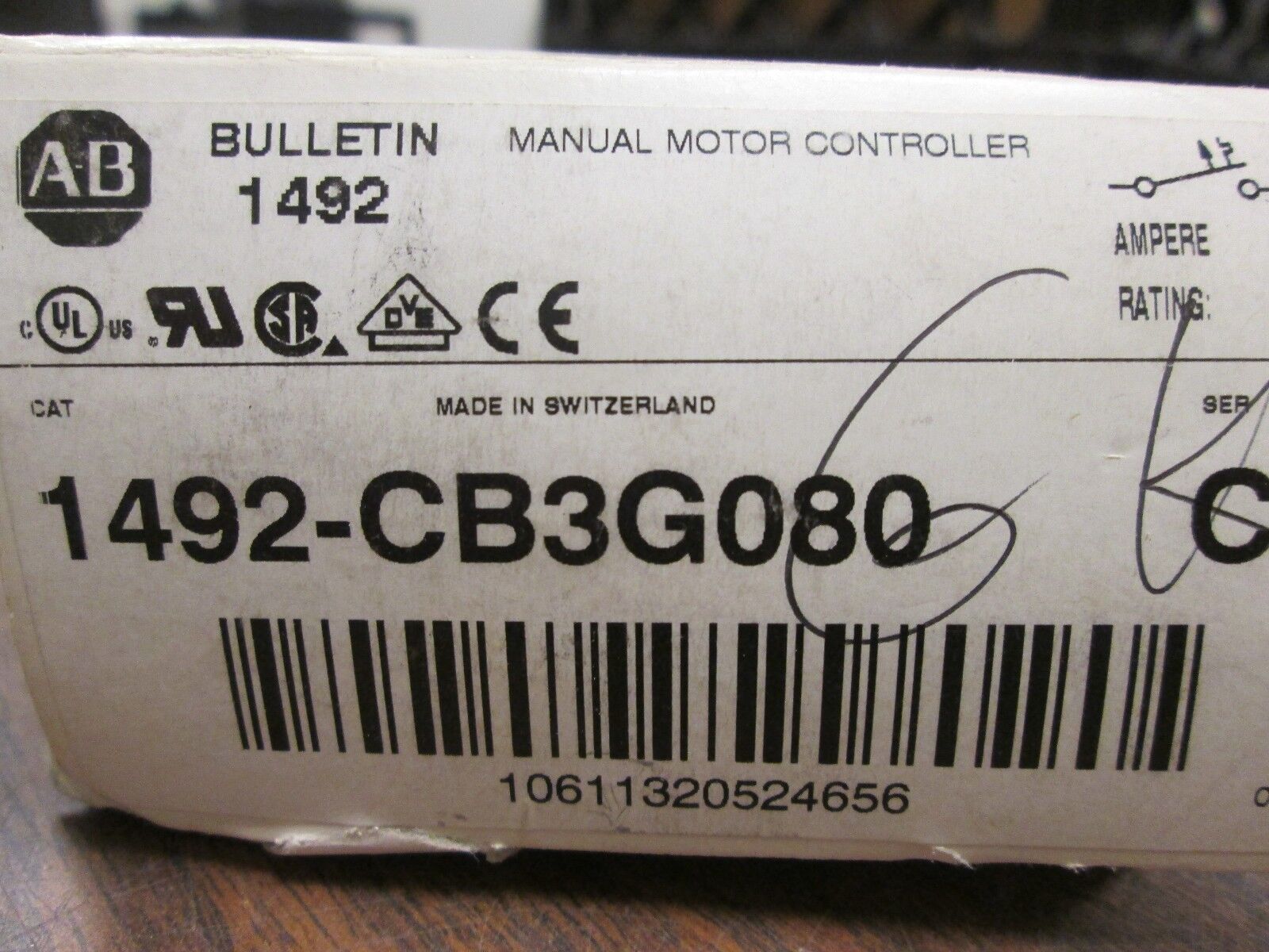 Allen Bradley Manual Motor Controller 1492-CB3G080 8A 3P New Surplus